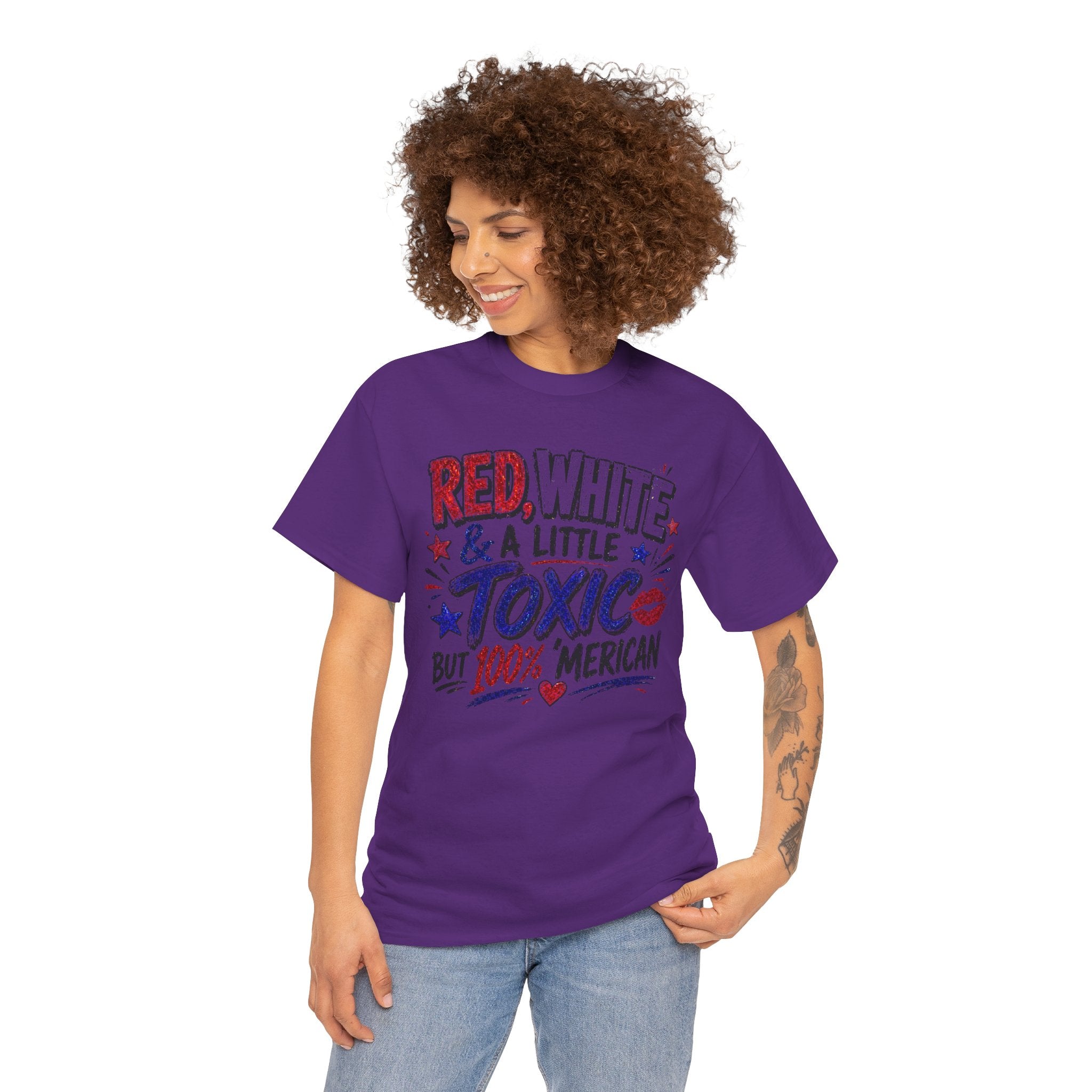 Patriotic 'Red, White & a Little Toxic but 100% Merican' Graphic Tee