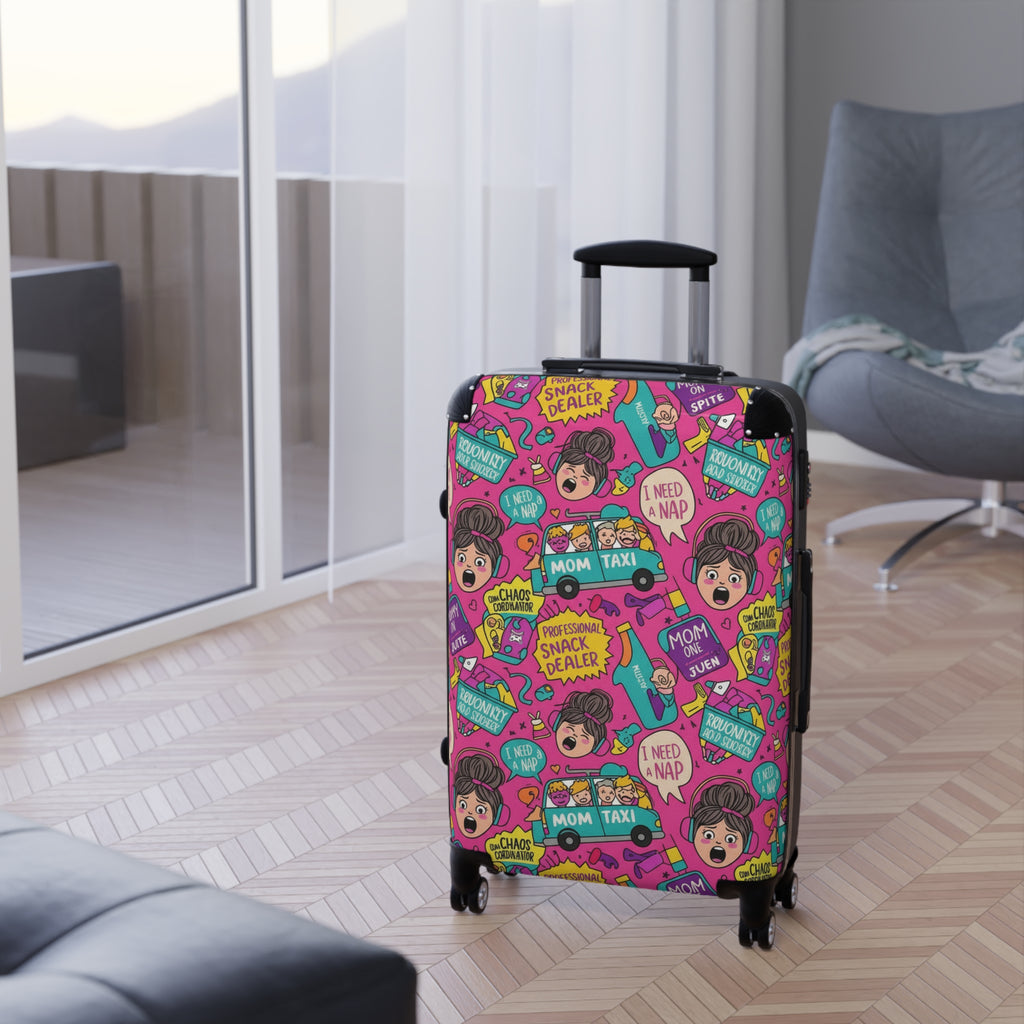 Funny Mom Taxi Suitcase – Colorful “Mom Taxi / I Need A Nap” Carry-On