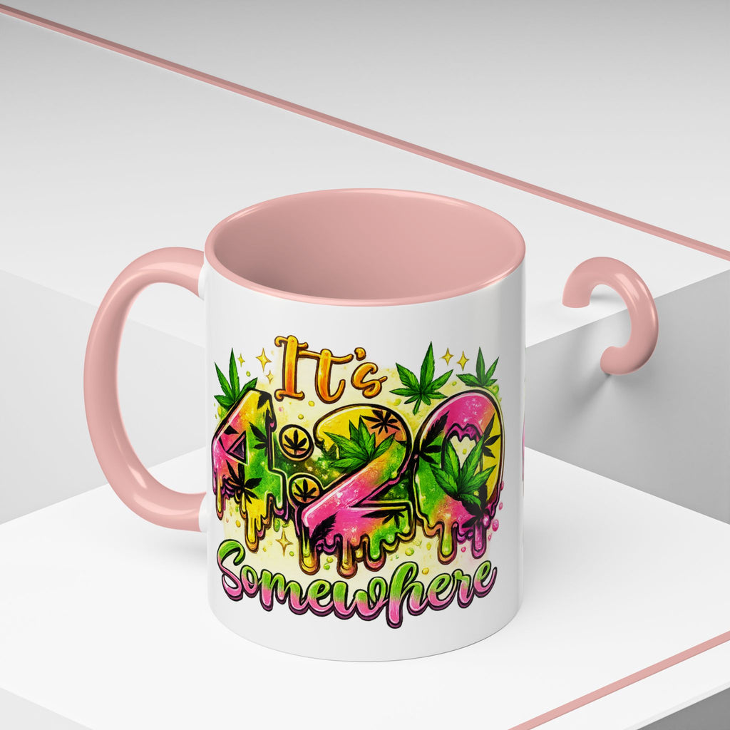 420 Coffee Mug — "It's 420 Somewhere" Accent Tea Cup, Weed-Themed Stoner Gift