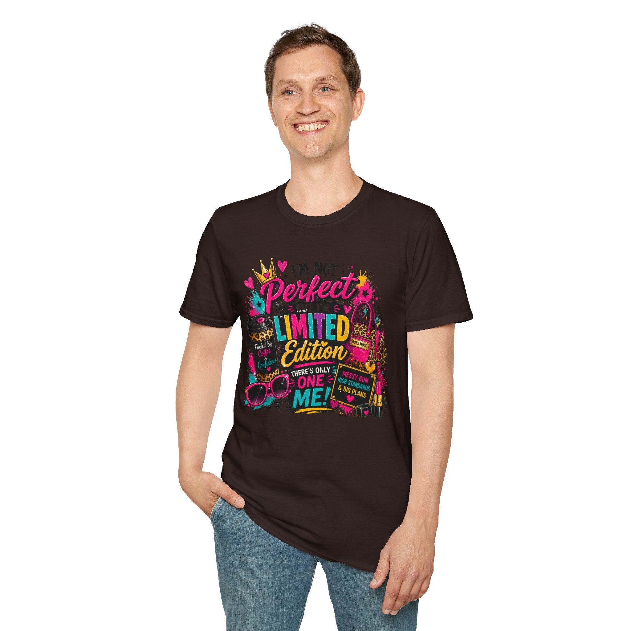 Limited Edition Graphic T-Shirt — "I'm Not Perfect But I'm Limited Edition" Bright Retro Design
