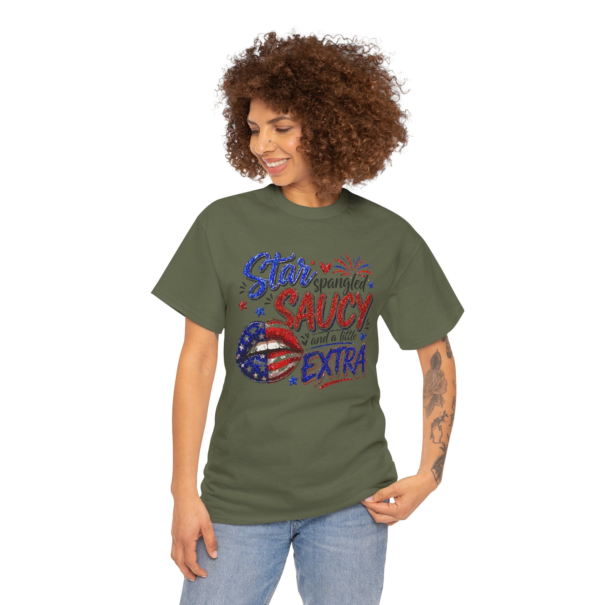 Patriotic “Star-Spangled Saucy & a Little Extra” Tee