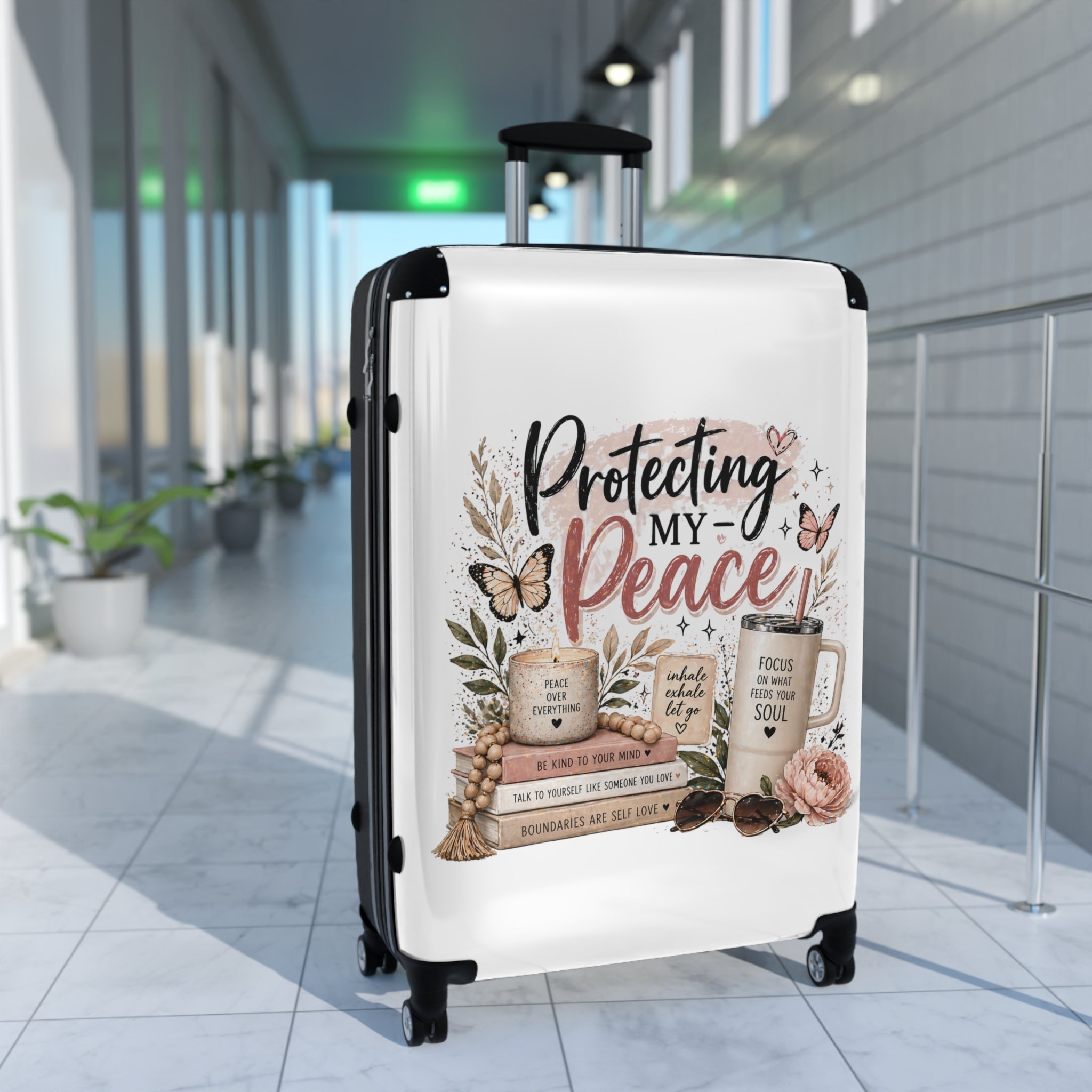 Suitcase - "Protecting My Peace" Inspirational Carry-On Luggage