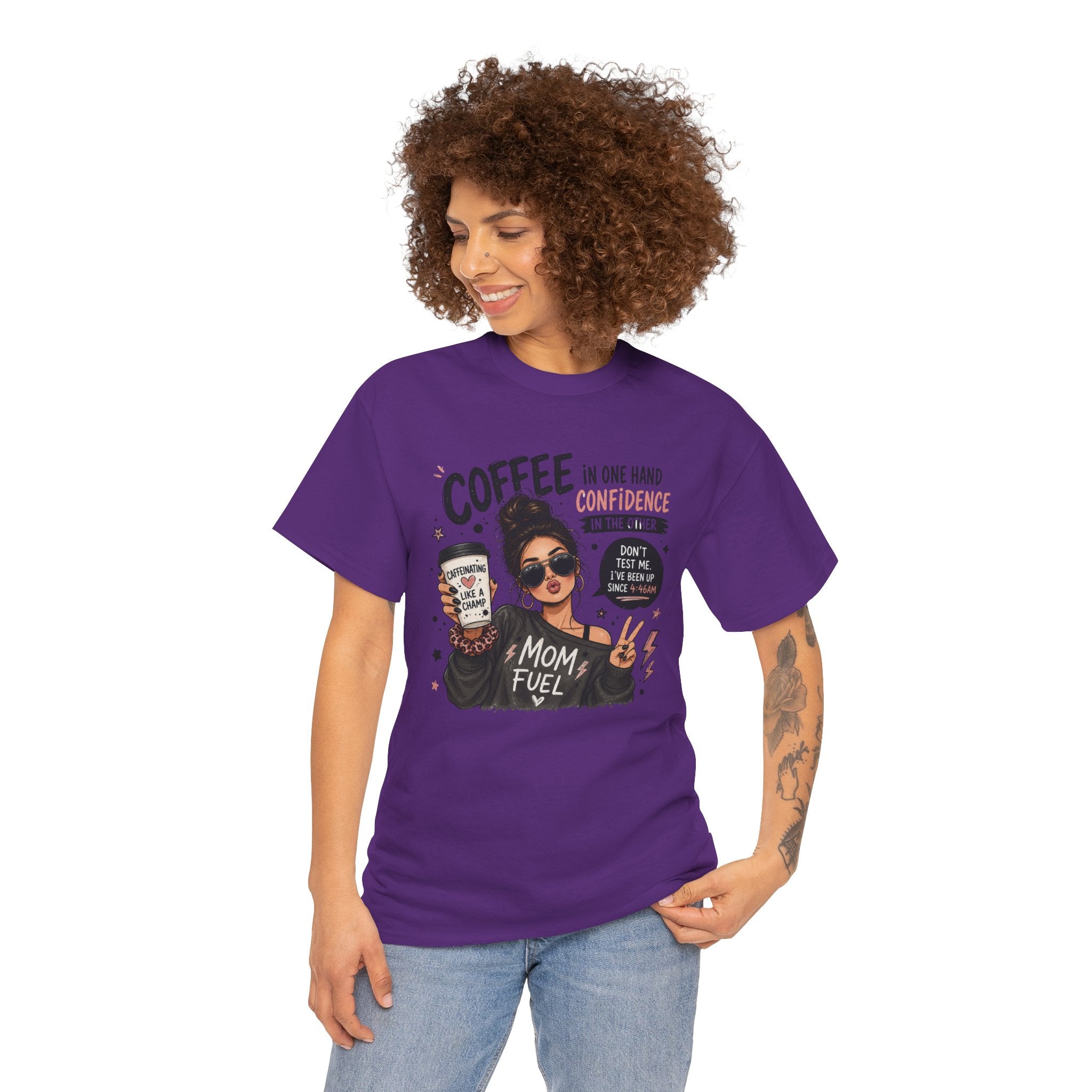 Coffee Mom Fuel T-Shirt — "Coffee in One Hand, Confidence in the Other" Graphic Tee