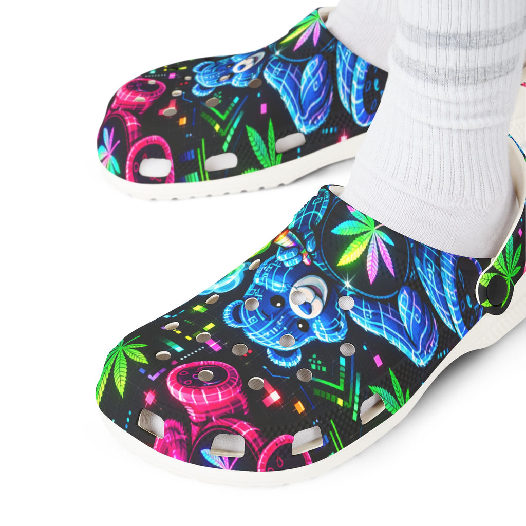 Neon Floral Bear Clogs – Colorful EVA Foam Garden Shoes