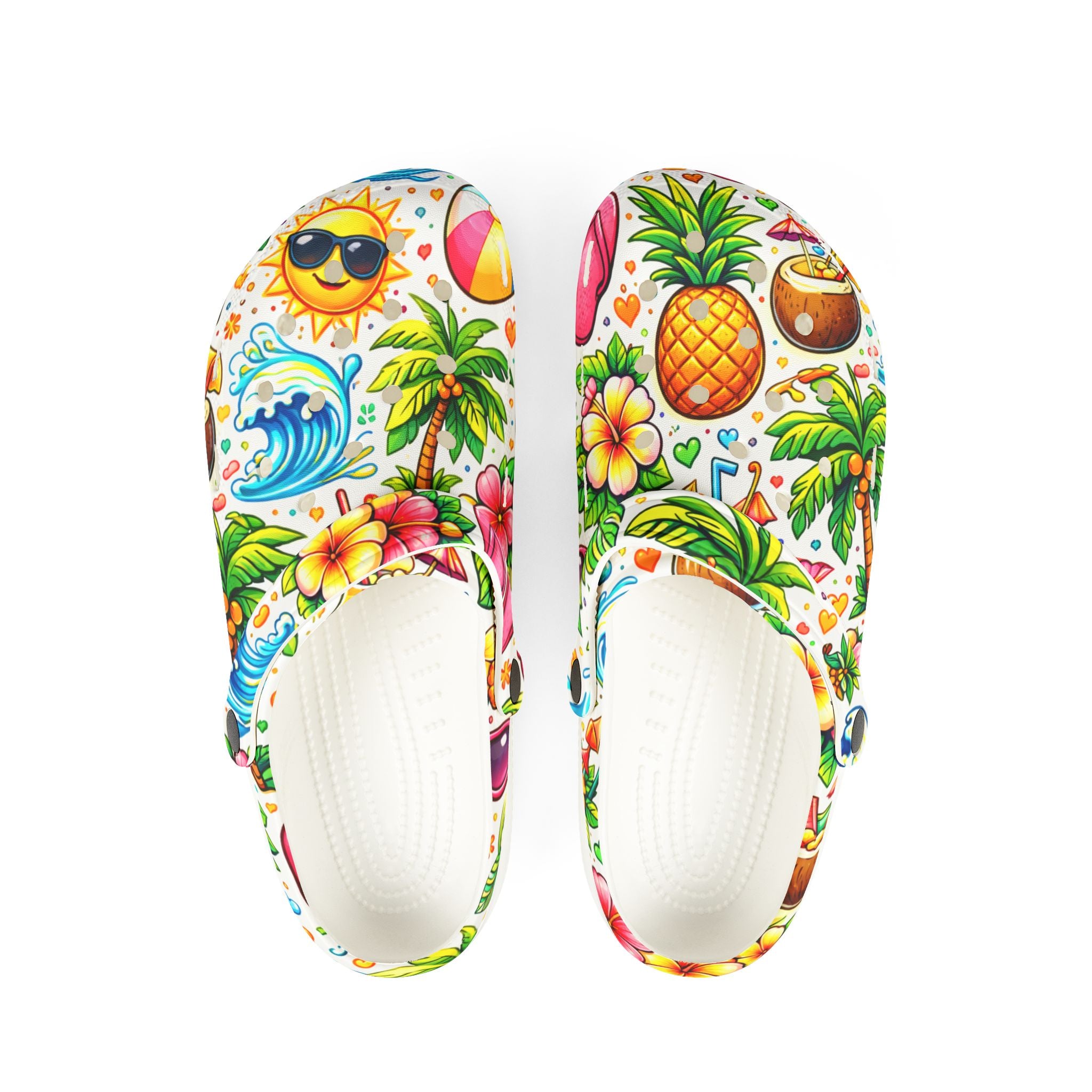 Tropical Beach Clogs — Pineapple & Palm EVA Foam Slip-On Shoes