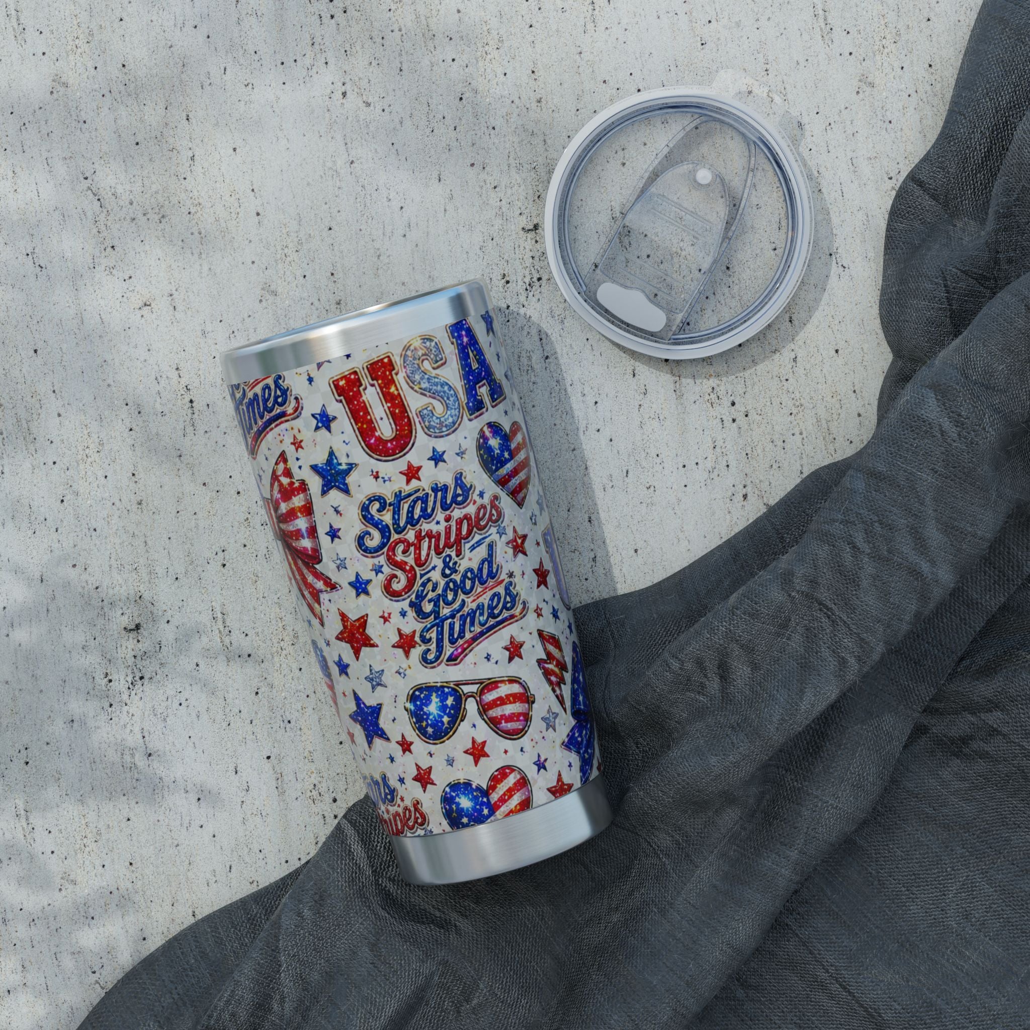 Stars & Stripes 20oz Tumbler — USA Fireworks Patriotic Travel Mug