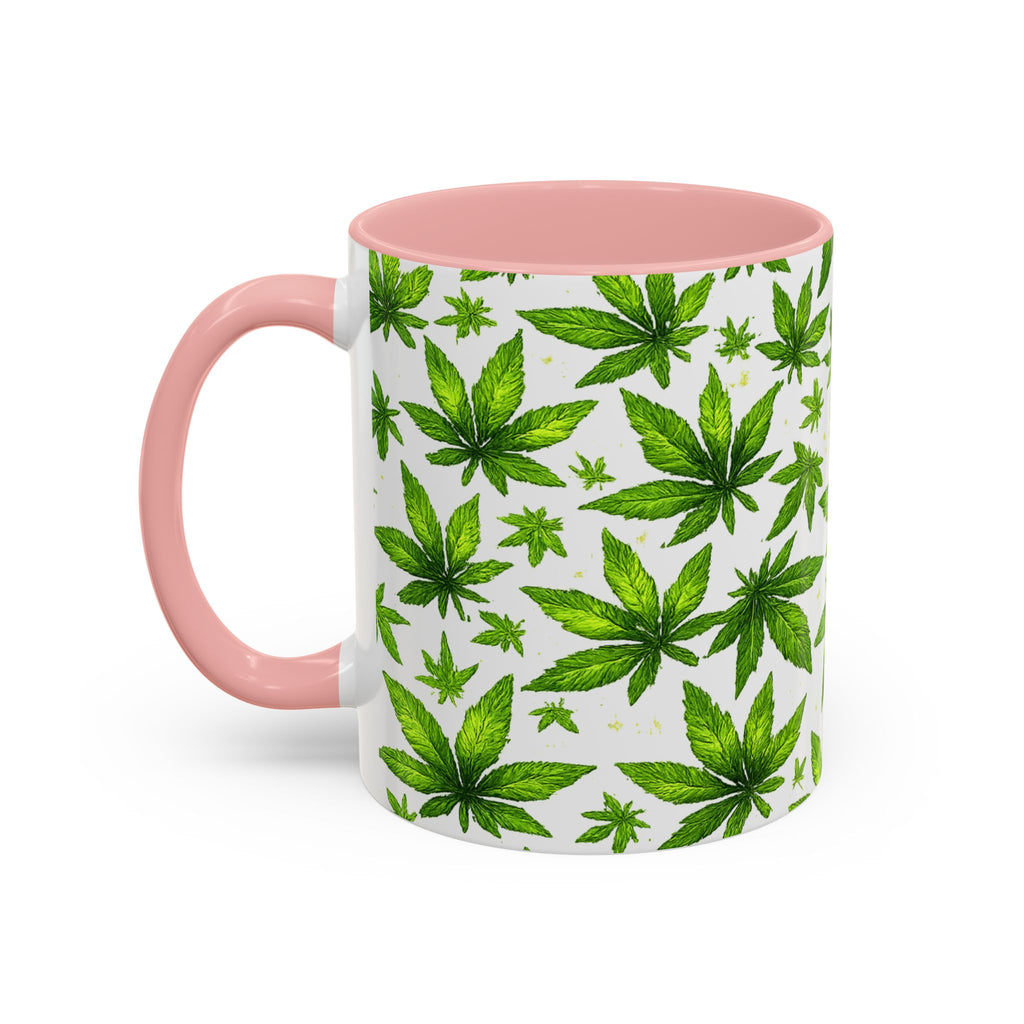 Cannabis Leaf Pattern Accent Coffee Mug – 11/15oz Ceramic