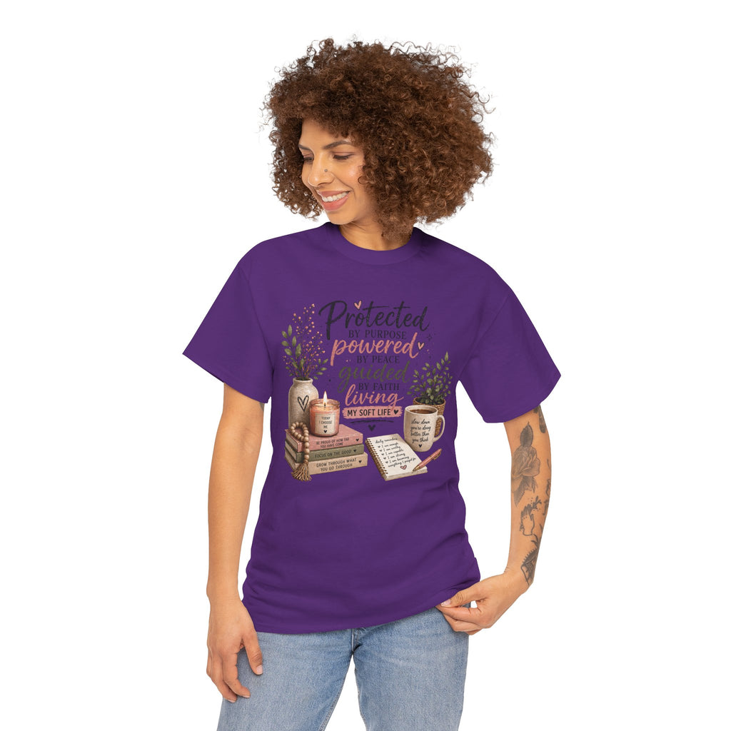 Christian Faith T-Shirt — “Protected, Powered, Guided” Inspirational Tee