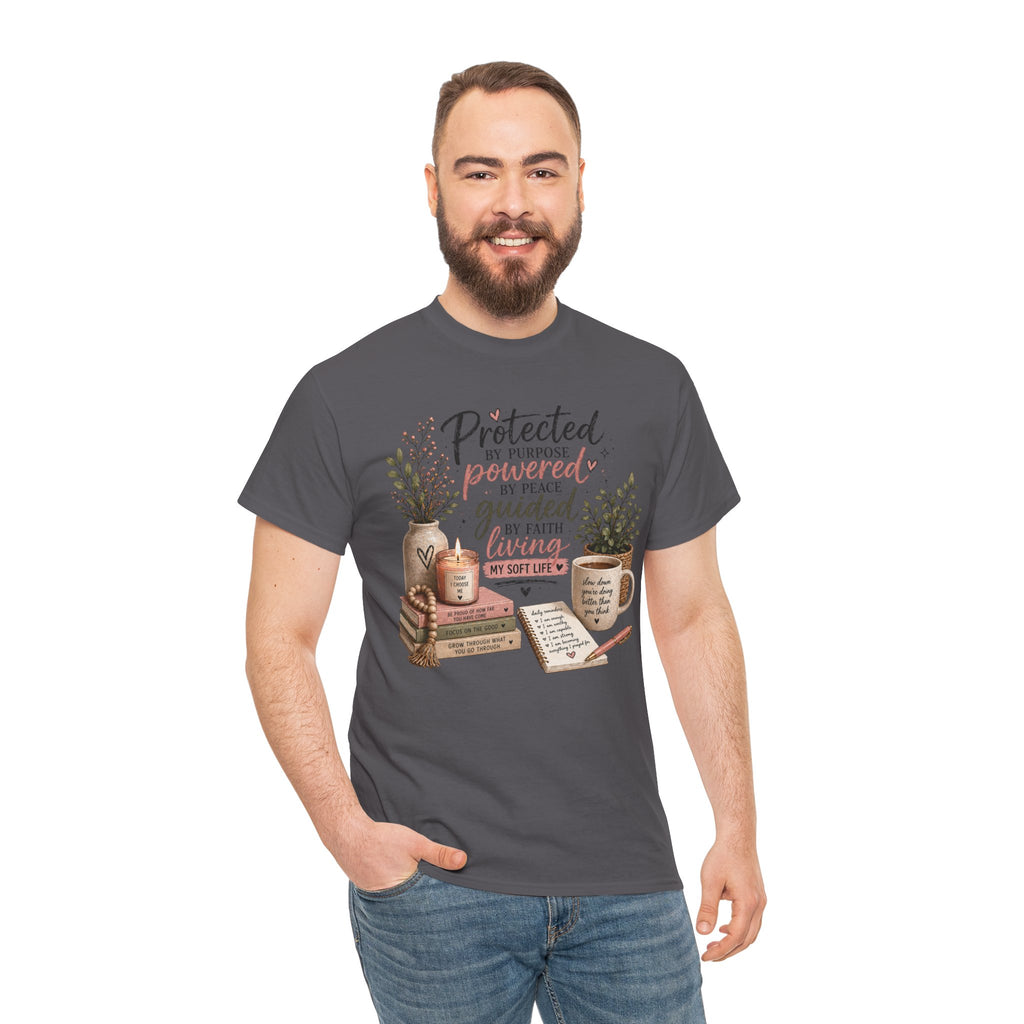 Christian Faith T-Shirt — “Protected, Powered, Guided” Inspirational Tee