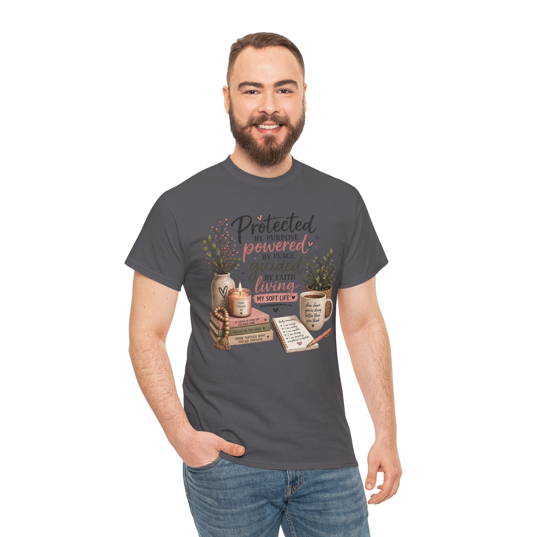 Christian Faith T-Shirt — “Protected, Powered, Guided” Inspirational Tee