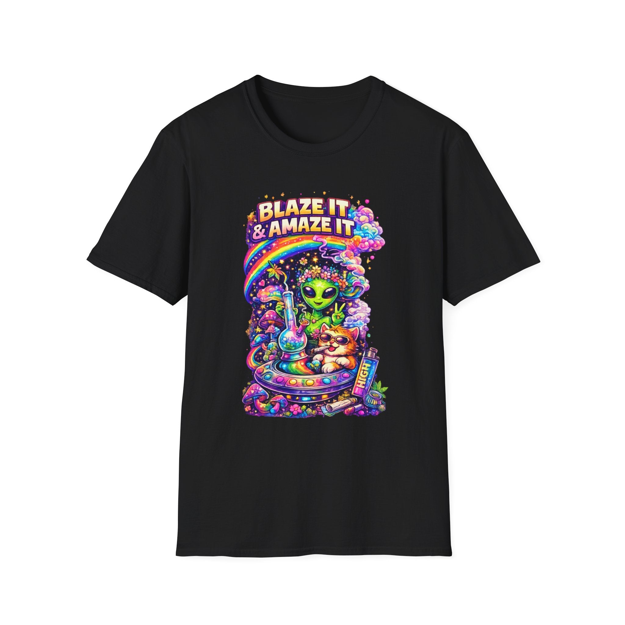Alien Rainbow Tee - "Blaze It & Amaze It" Psychedelic Graphic T-Shirt