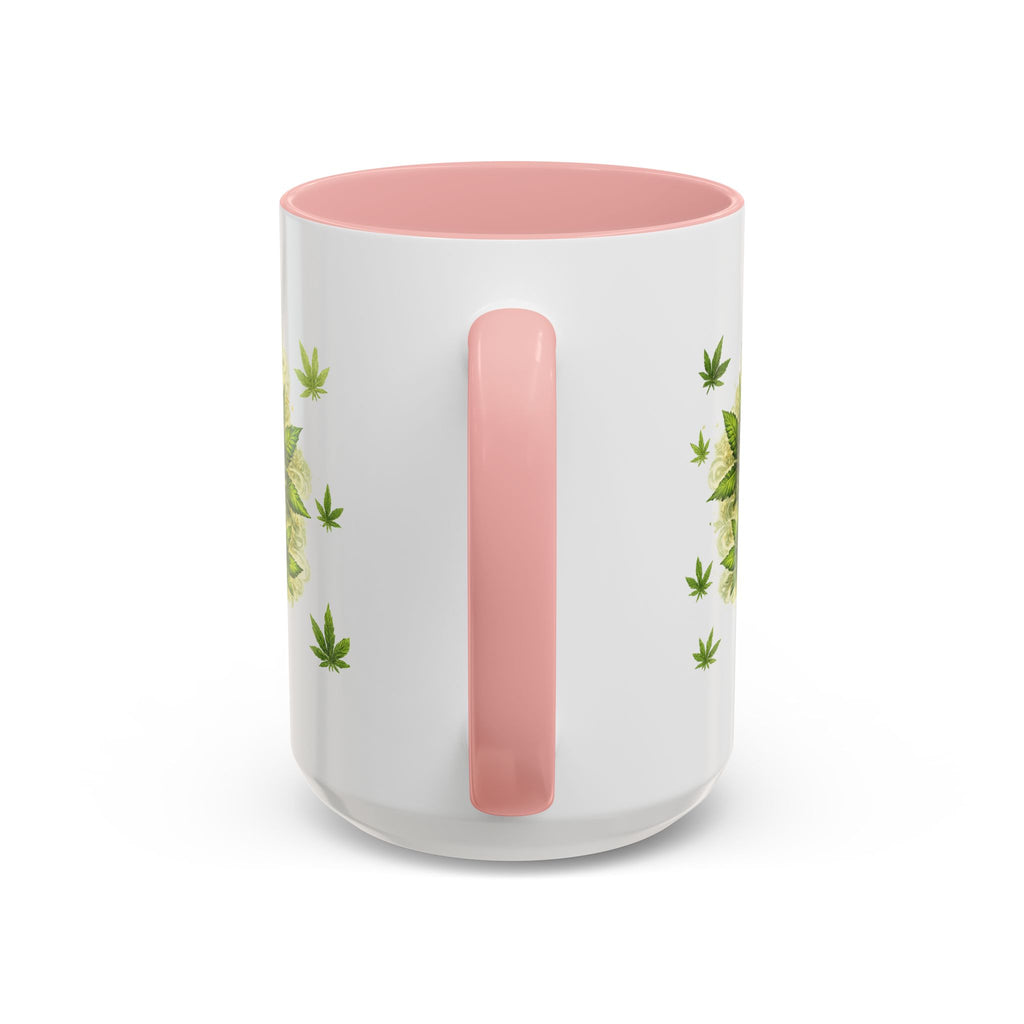 Cannabis 420 Accent Coffee Mug — Indica & Sativa Leaf Pattern (11/15oz)