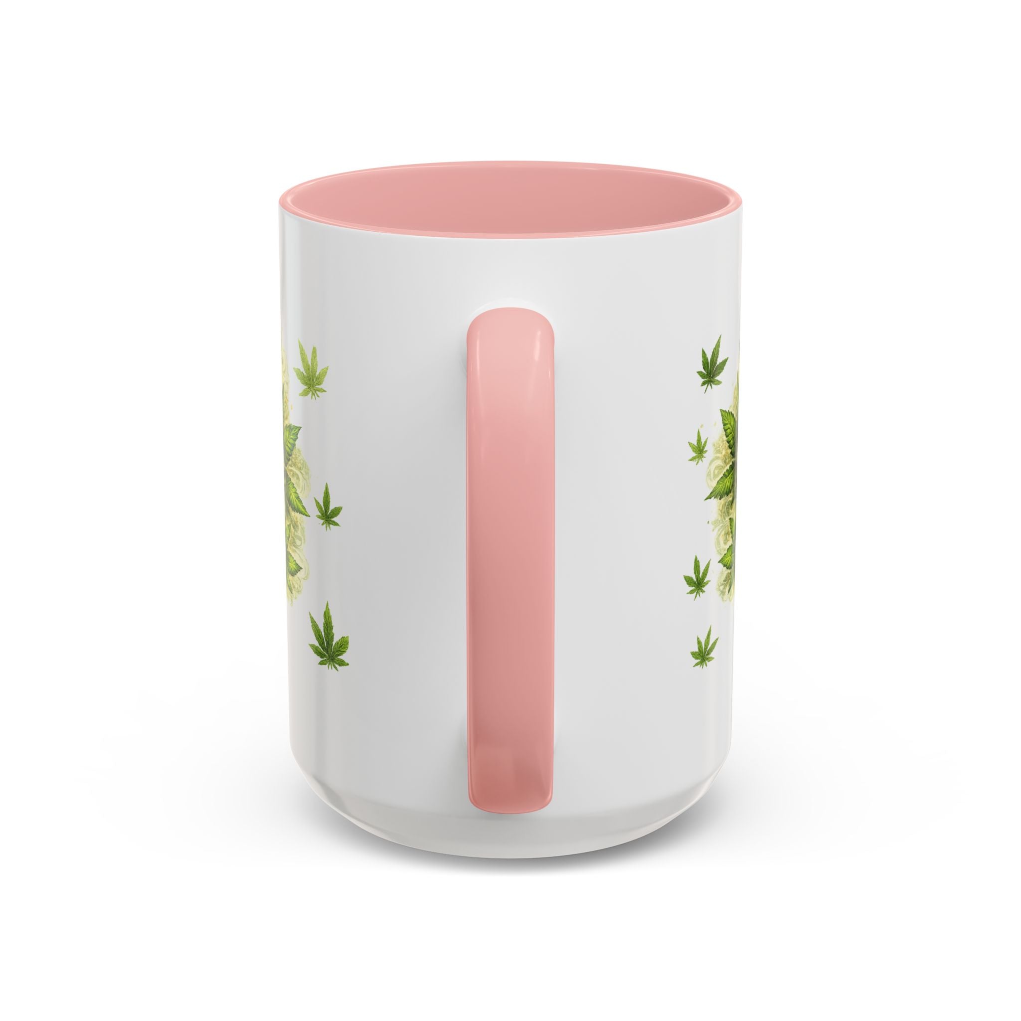 Cannabis 420 Accent Coffee Mug — Indica & Sativa Leaf Pattern (11/15oz)