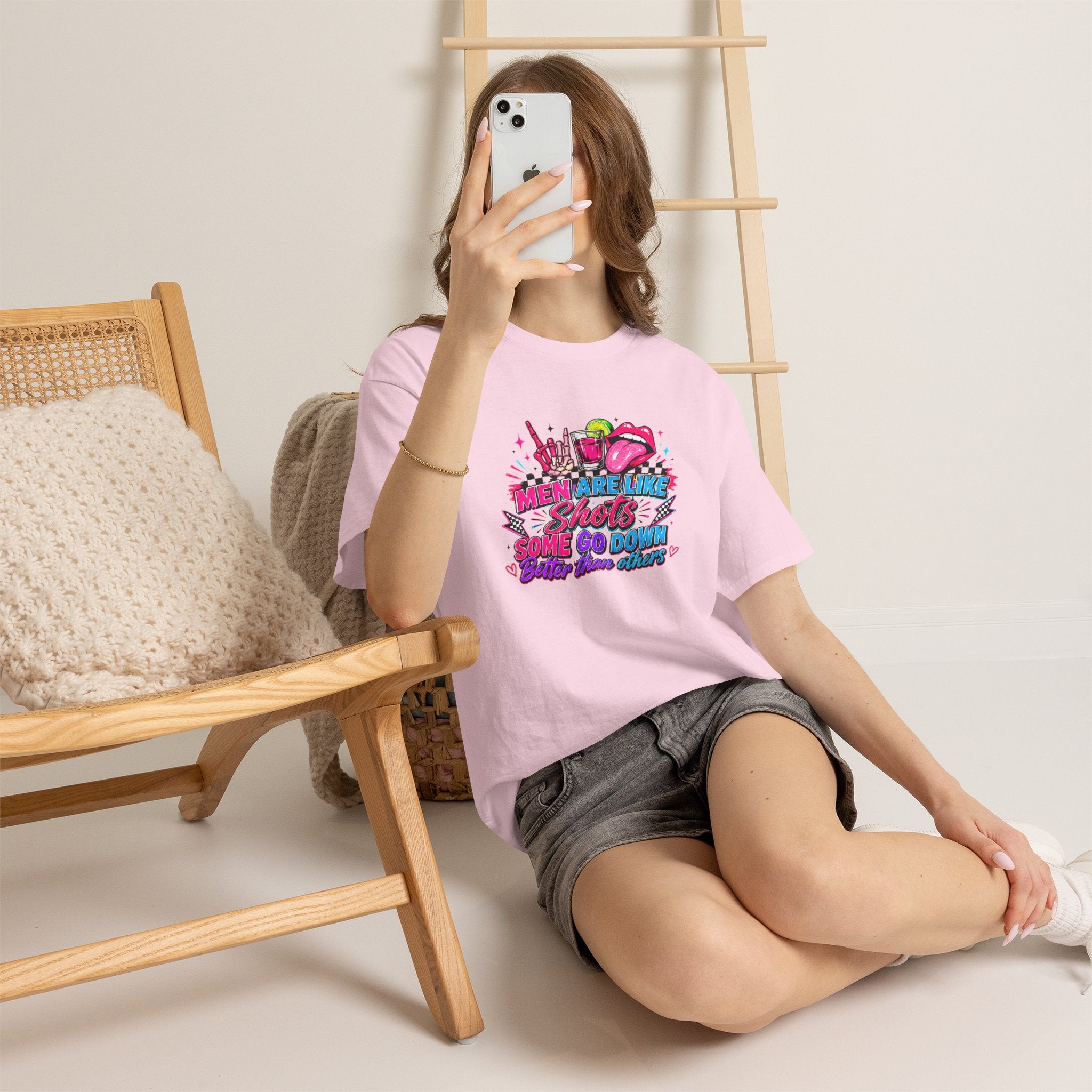 Graphic Tee — "Men Are Like Shots: Some Go Down Sweet, Some Burn"