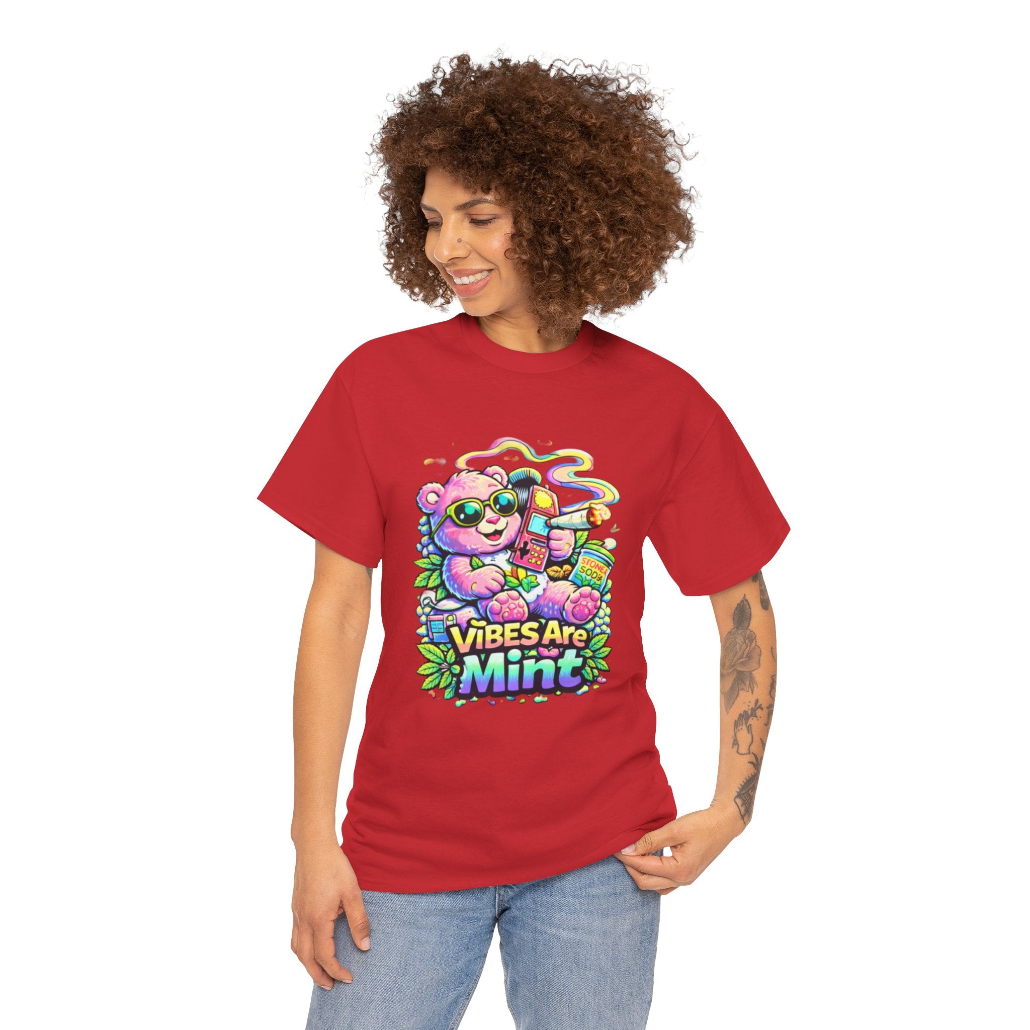 Mint Vibes Bear Tee — Cute Retro Cartoon Graphic T-Shirt