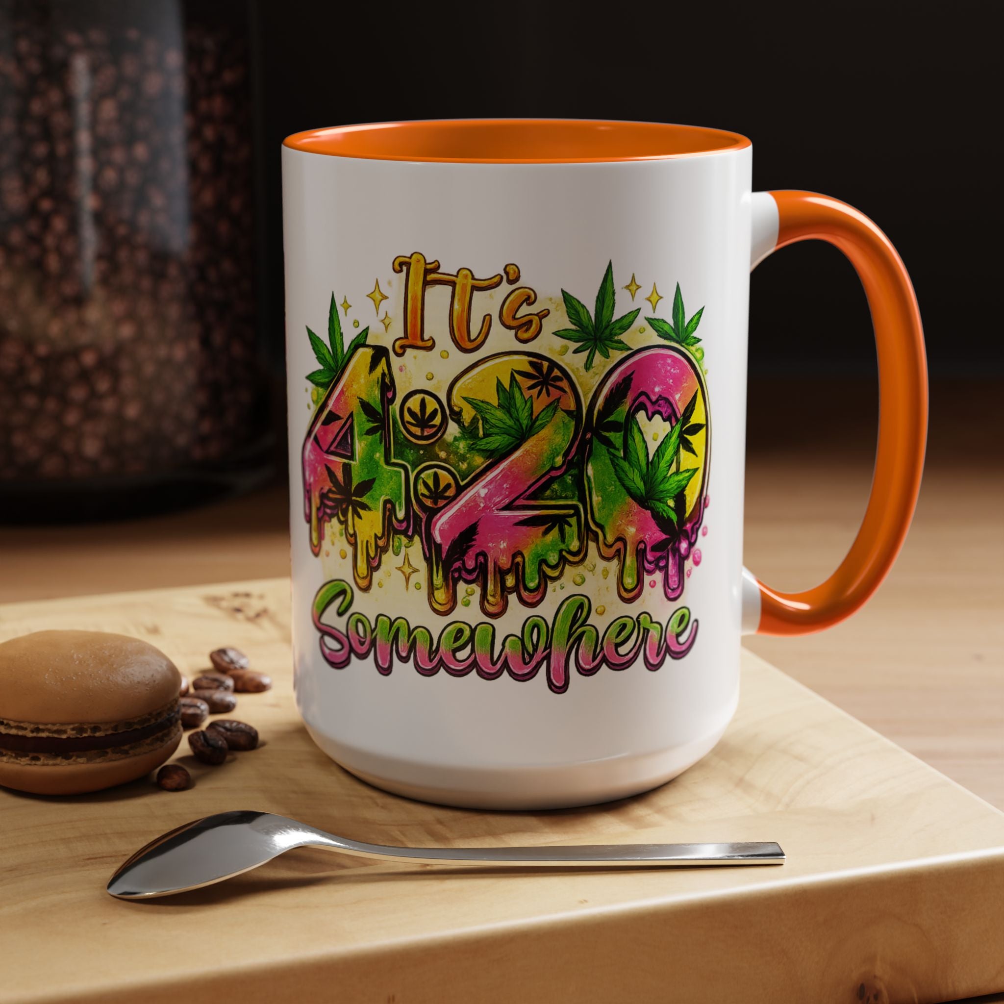 420 Coffee Mug — "It's 420 Somewhere" Accent Tea Cup, Weed-Themed Stoner Gift