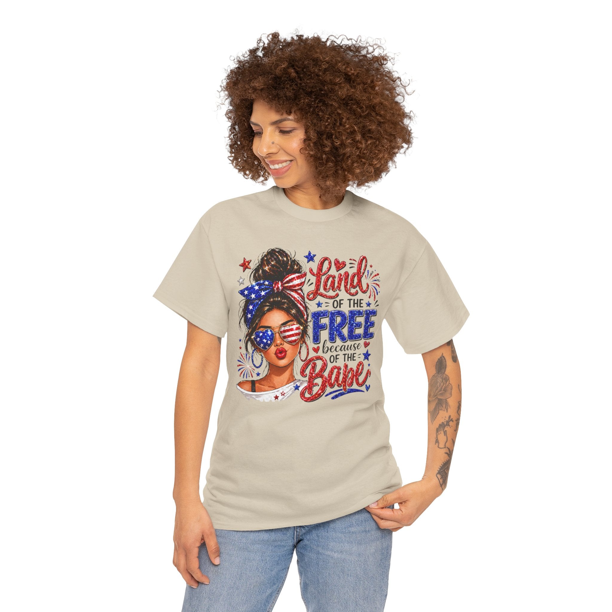 Patriotic Babe T-Shirt — “Land of the Free Because of the Babe” 4th of July Tee