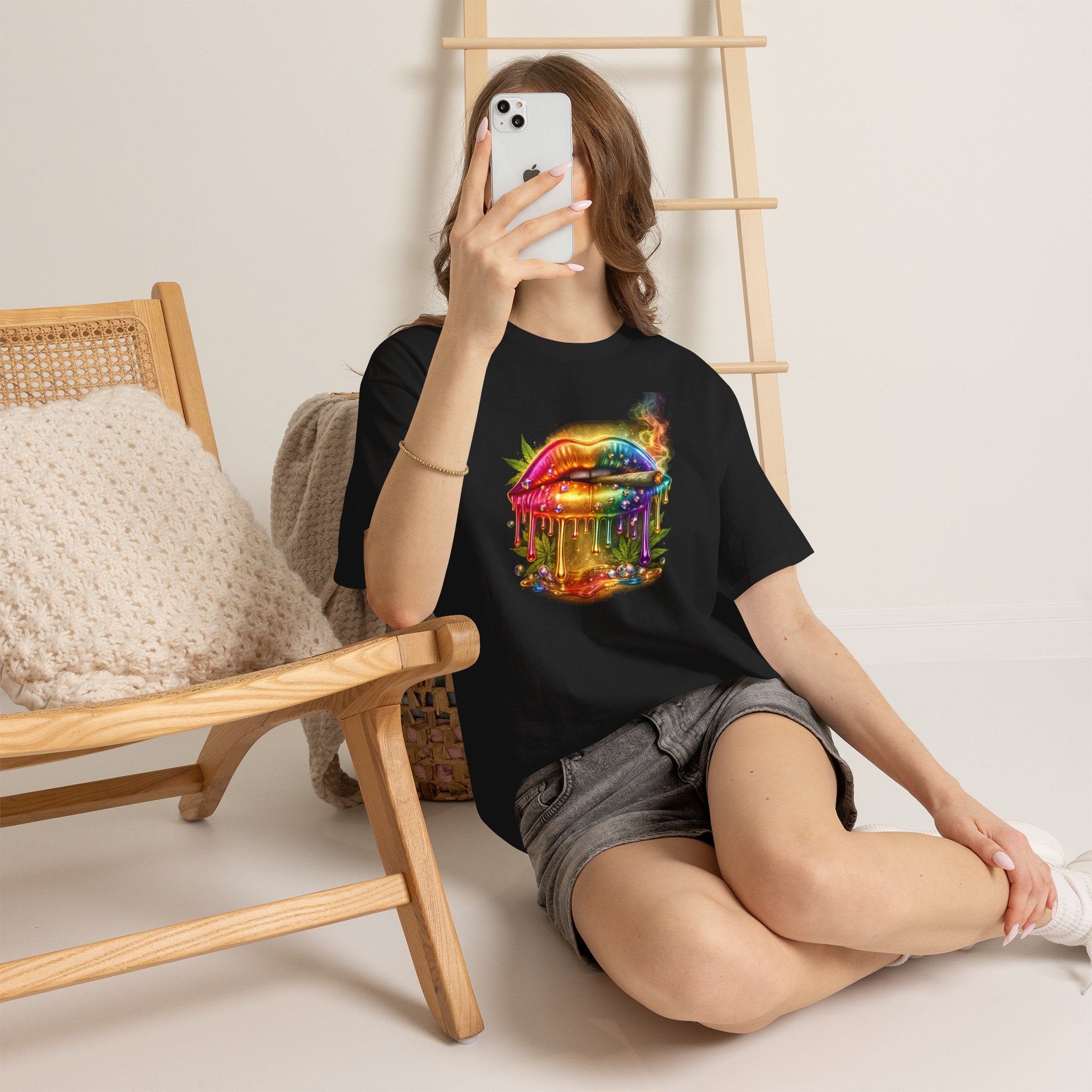 Rainbow Drip Lips T-Shirt — Neon Melting Lip Art Tee