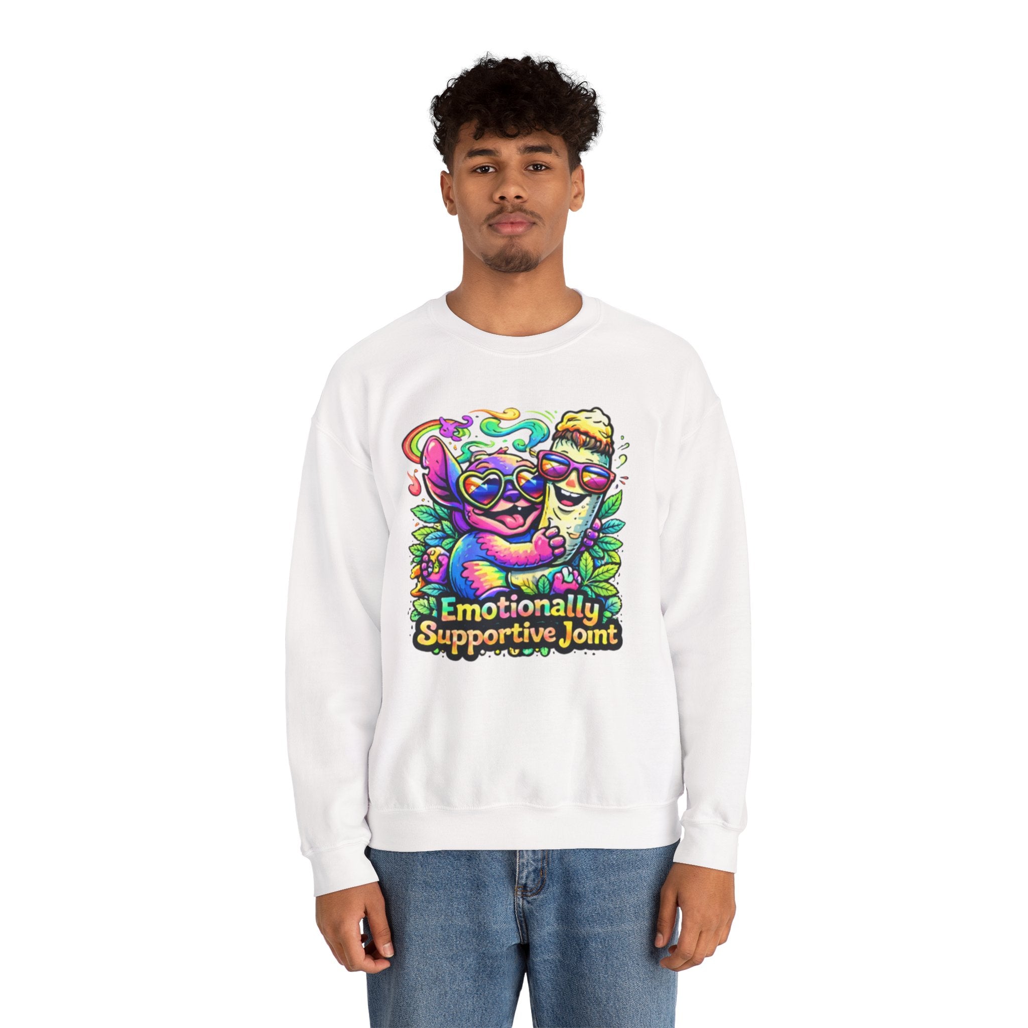 Emotionally Supportive Joint Sweatshirt — Cute Sloth & Joint Hug Graphic