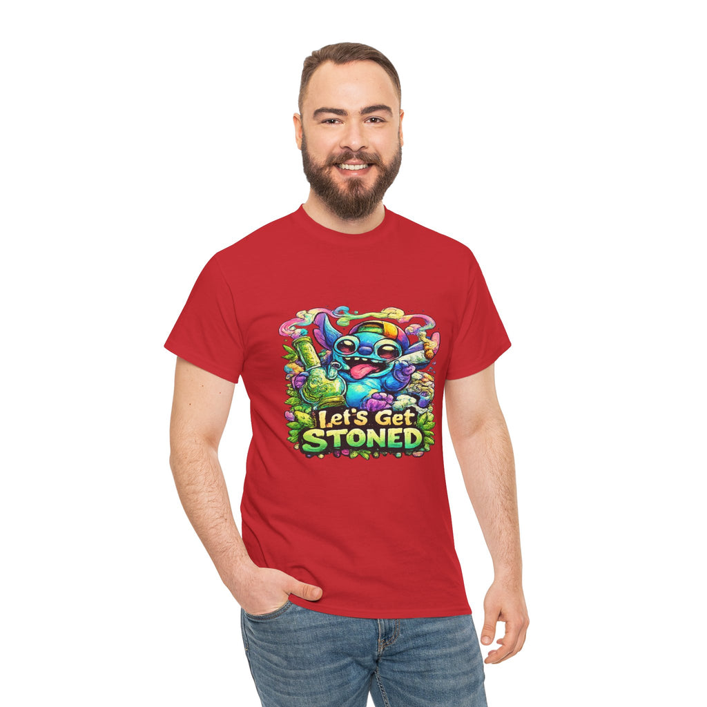 Let's Get Stoned T-Shirt — Colorful Trippy Alien Cannabis Tee