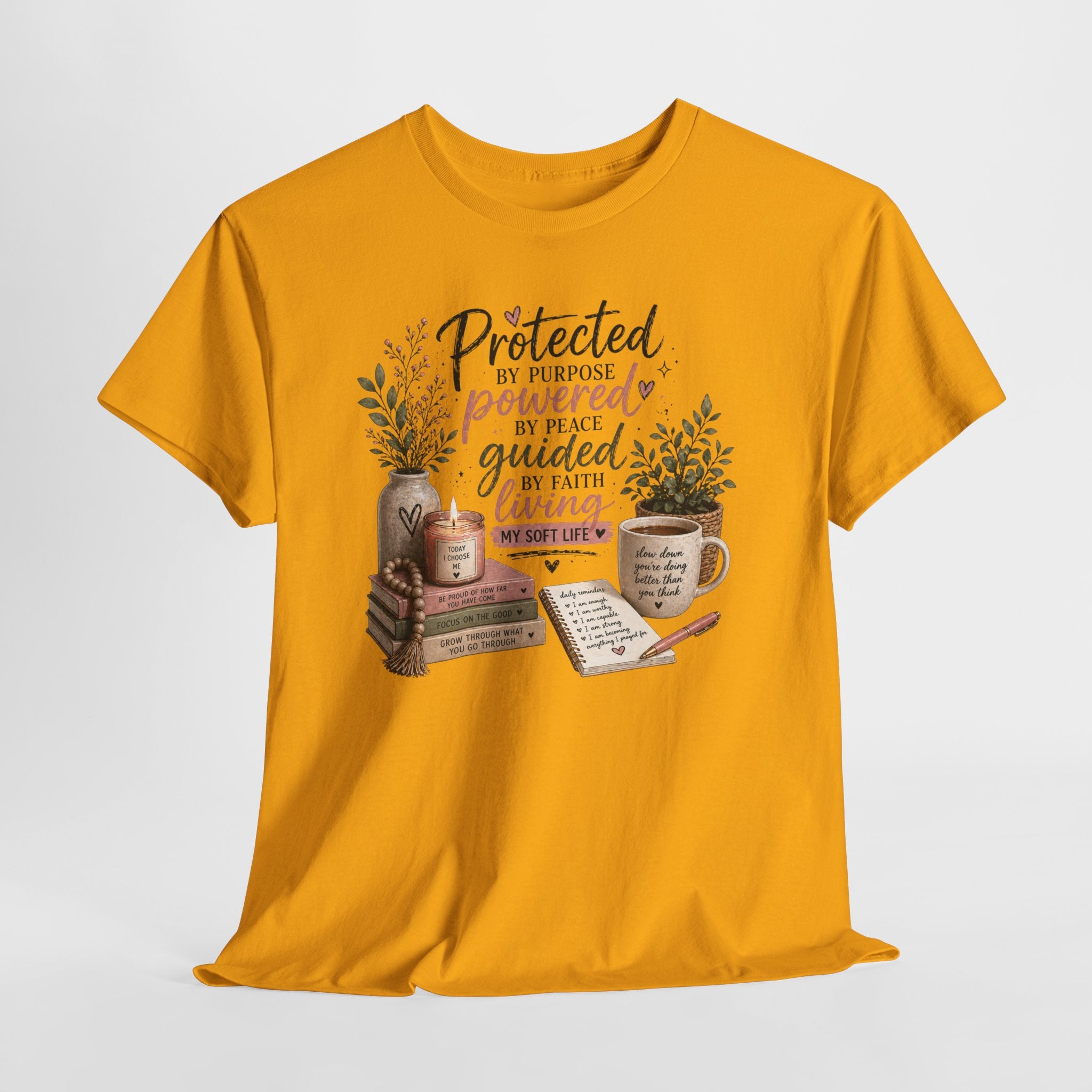 Christian Faith T-Shirt — “Protected, Powered, Guided” Inspirational Tee