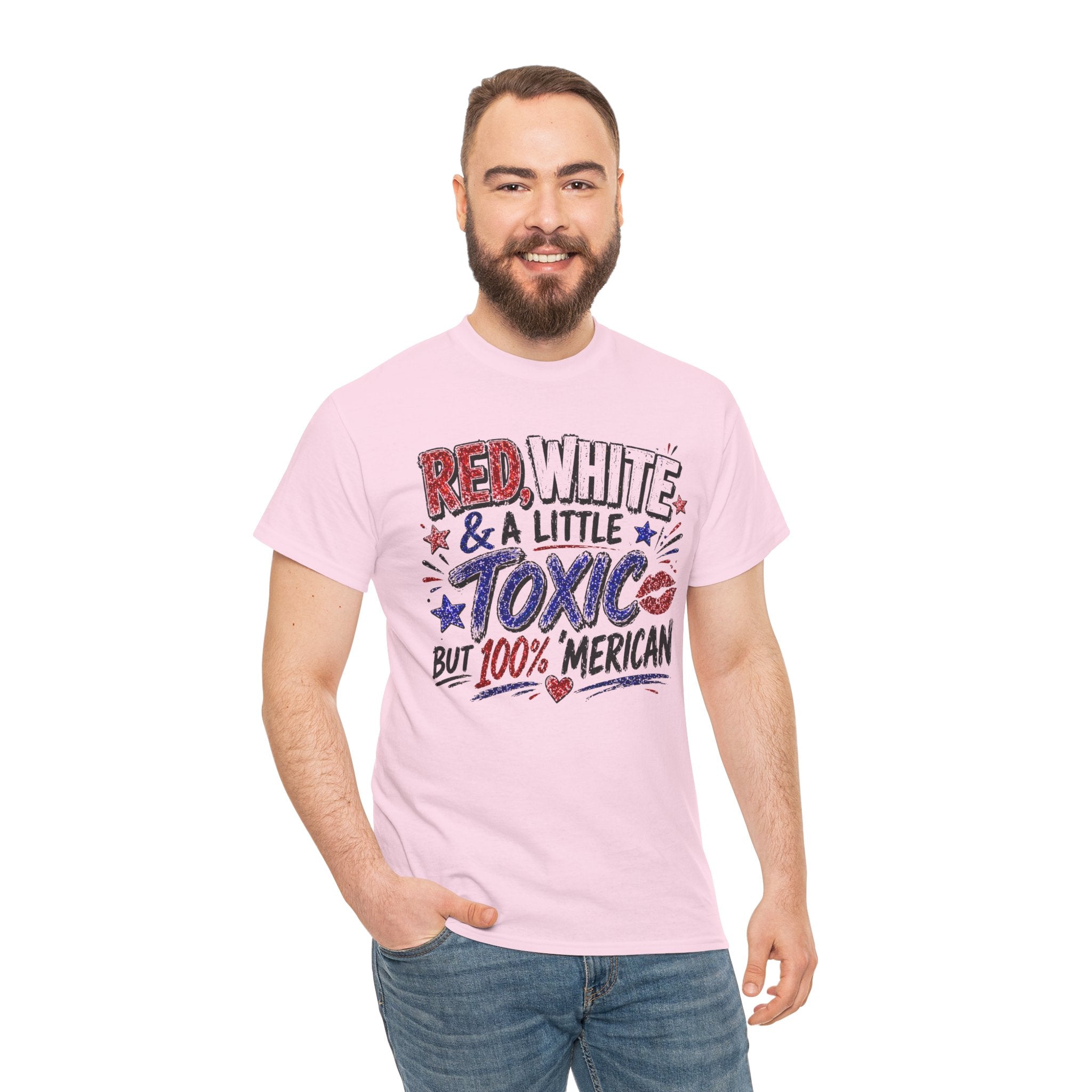 Patriotic 'Red, White & a Little Toxic but 100% Merican' Graphic Tee
