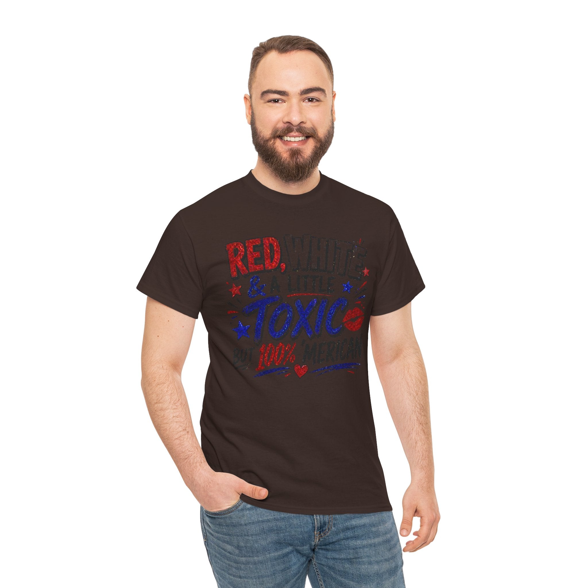 Patriotic 'Red, White & a Little Toxic but 100% Merican' Graphic Tee