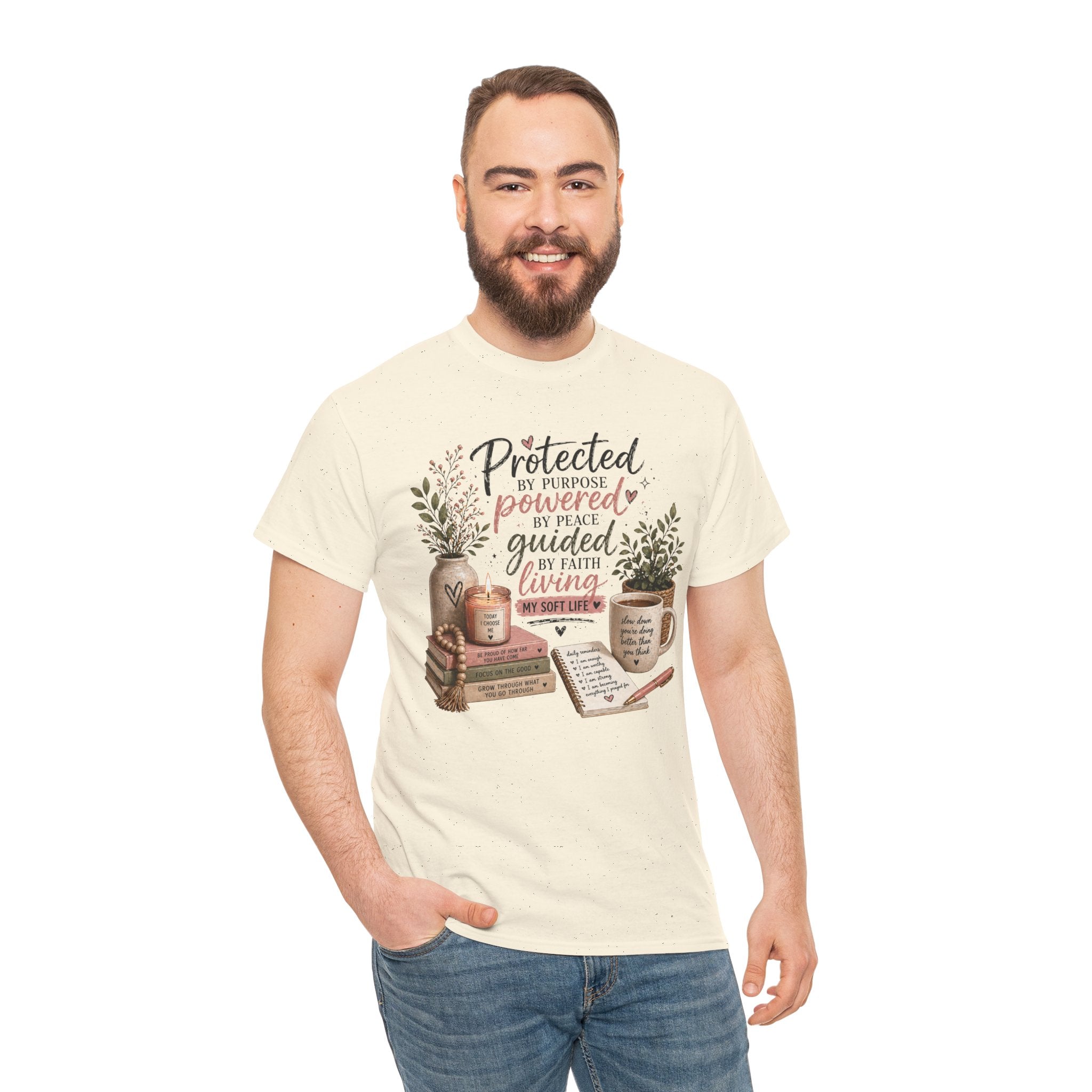 Christian Faith T-Shirt — “Protected, Powered, Guided” Inspirational Tee
