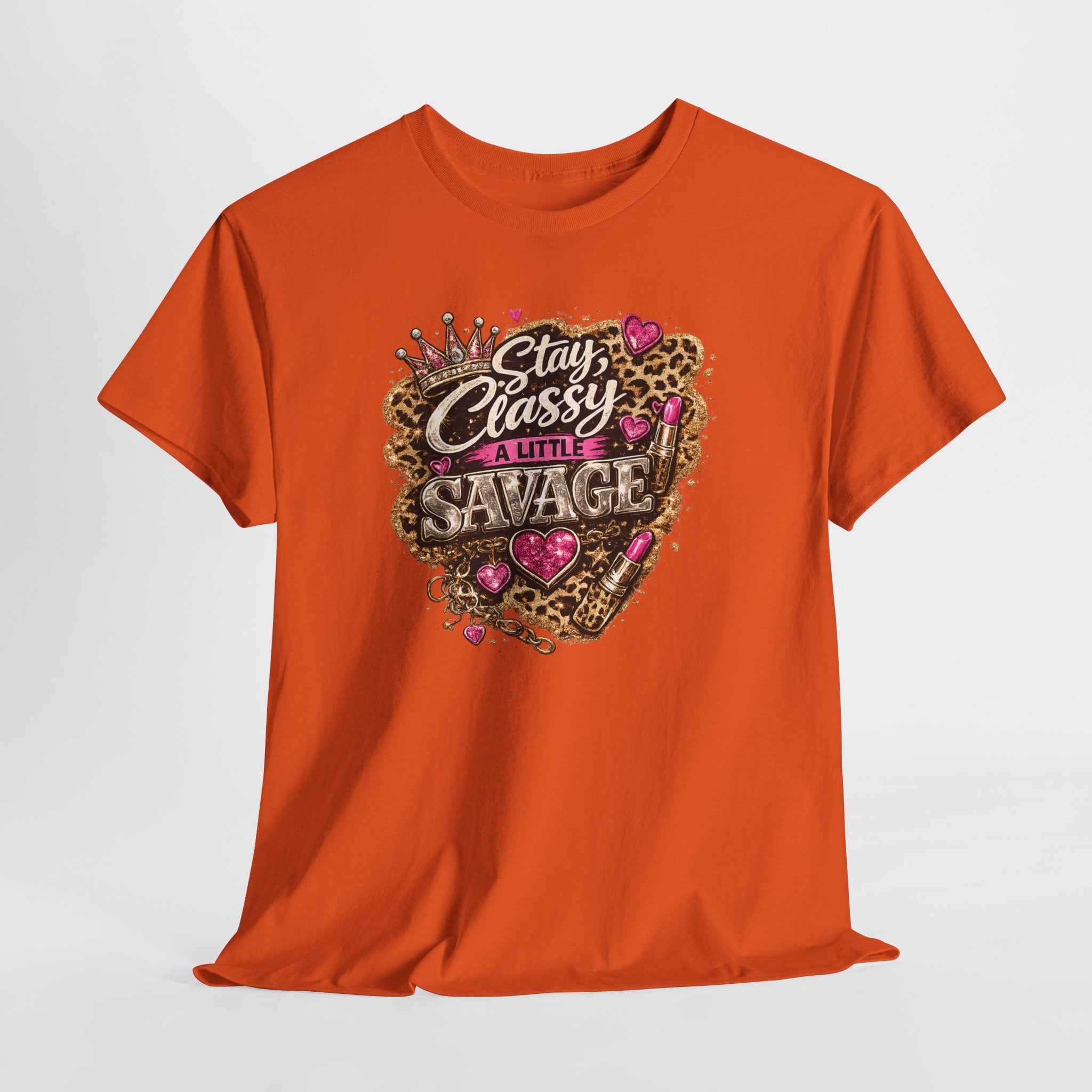Stay Classy a Little Savage Tee — Leopard Heart Graphic T-Shirt