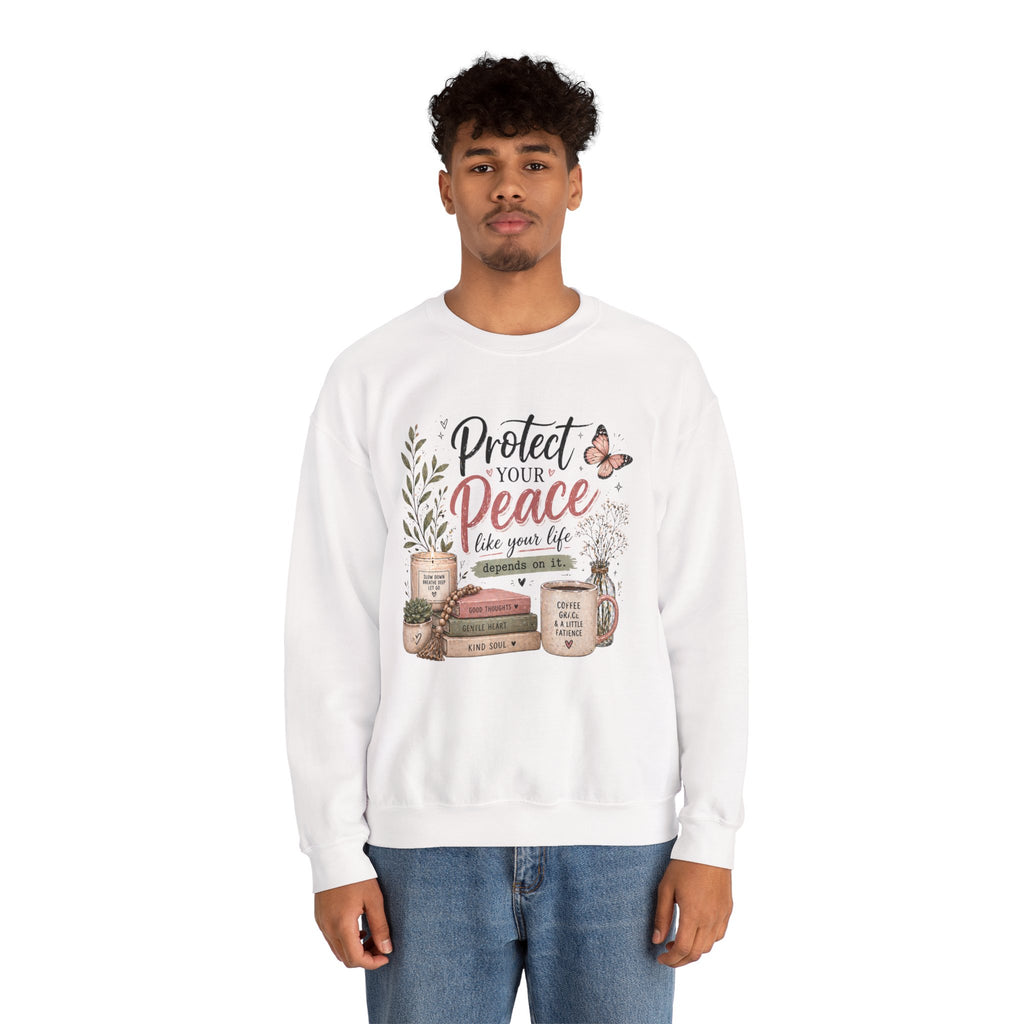 Protect Your Peace Crewneck Sweatshirt – Cozy Inspirational Quote Design