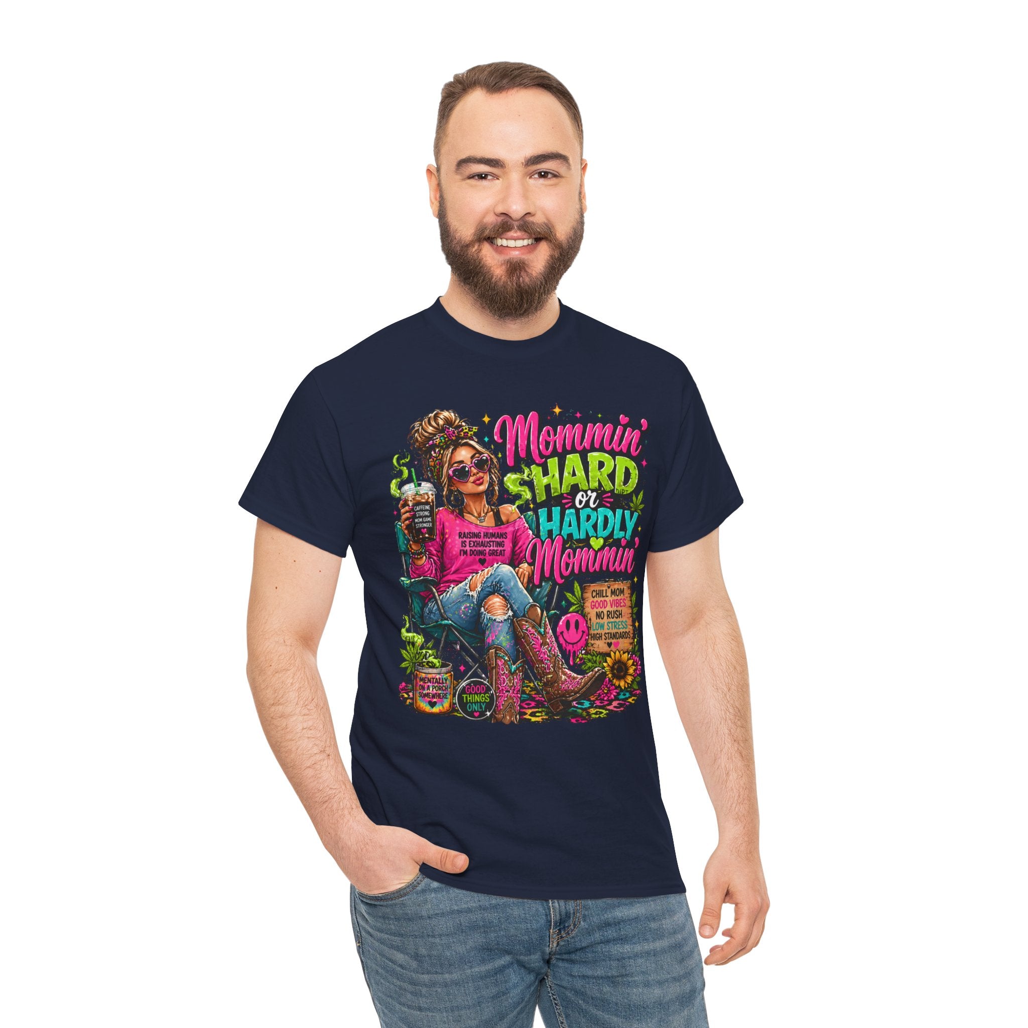 Mommin' Hard & Hardly Mommin' T-Shirt – Funny Mom Vacation Tee
