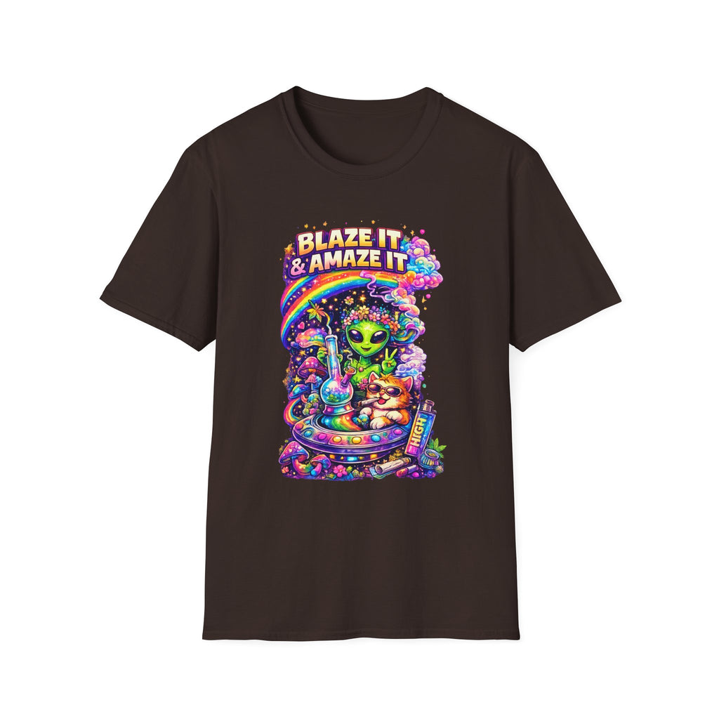 Alien Rainbow Tee - "Blaze It & Amaze It" Psychedelic Graphic T-Shirt