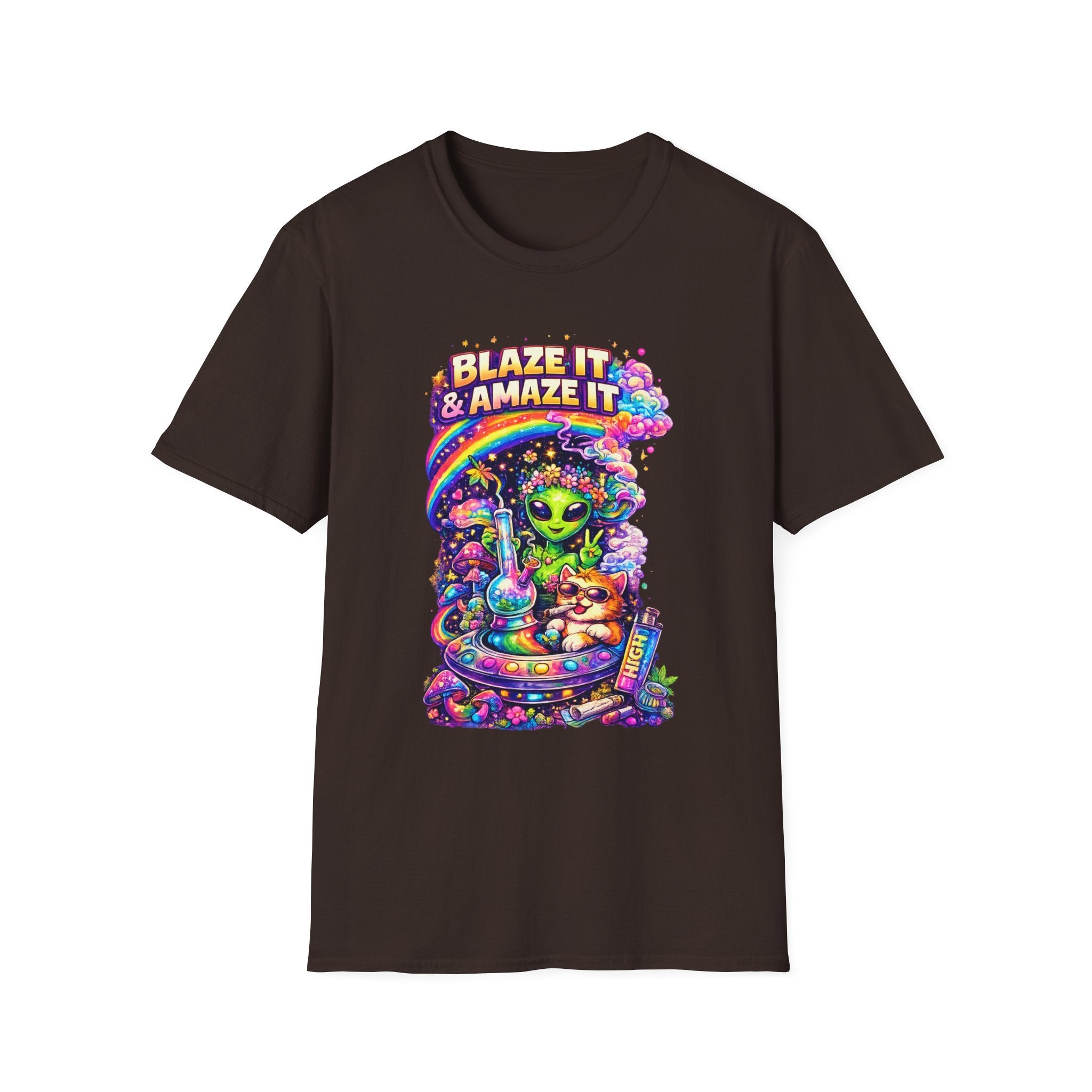 Alien Rainbow Tee - "Blaze It & Amaze It" Psychedelic Graphic T-Shirt