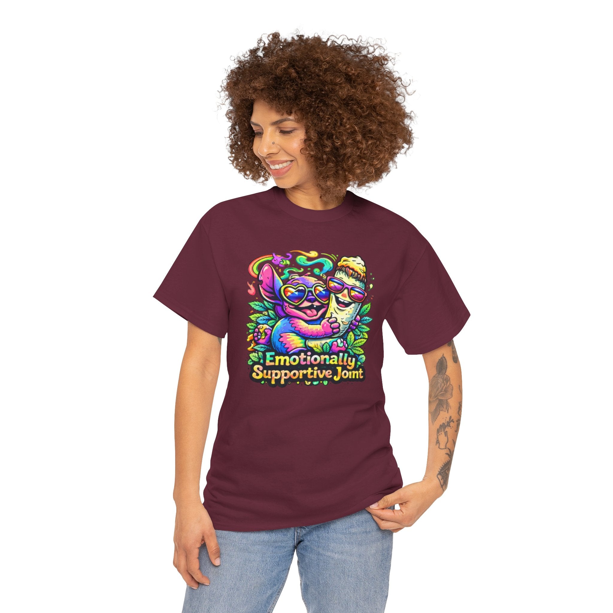 T-Shirt — "Emotionally Supportive Joint" Colorful Sloth & Ice Cream Graphic Tee