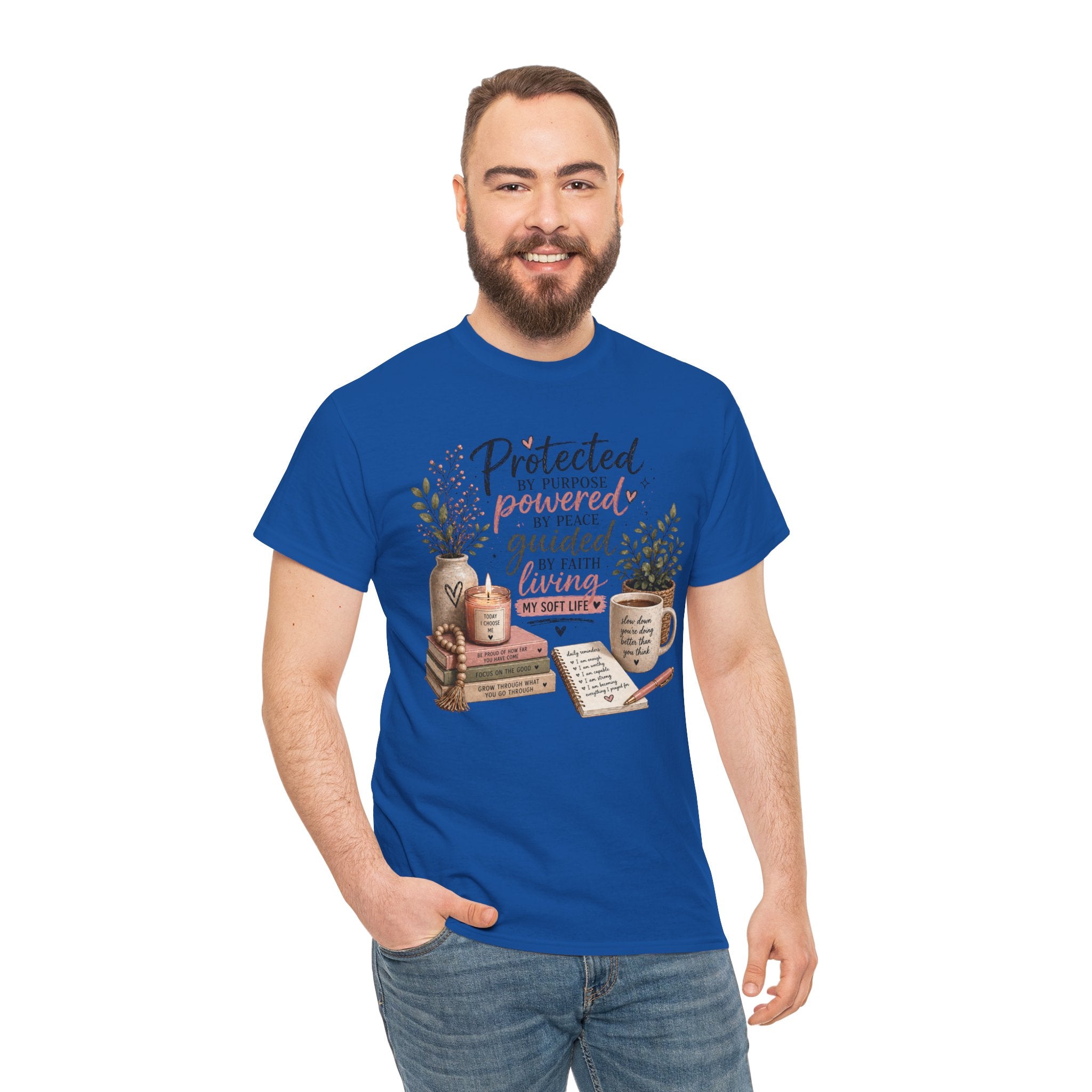 Christian Faith T-Shirt — “Protected, Powered, Guided” Inspirational Tee