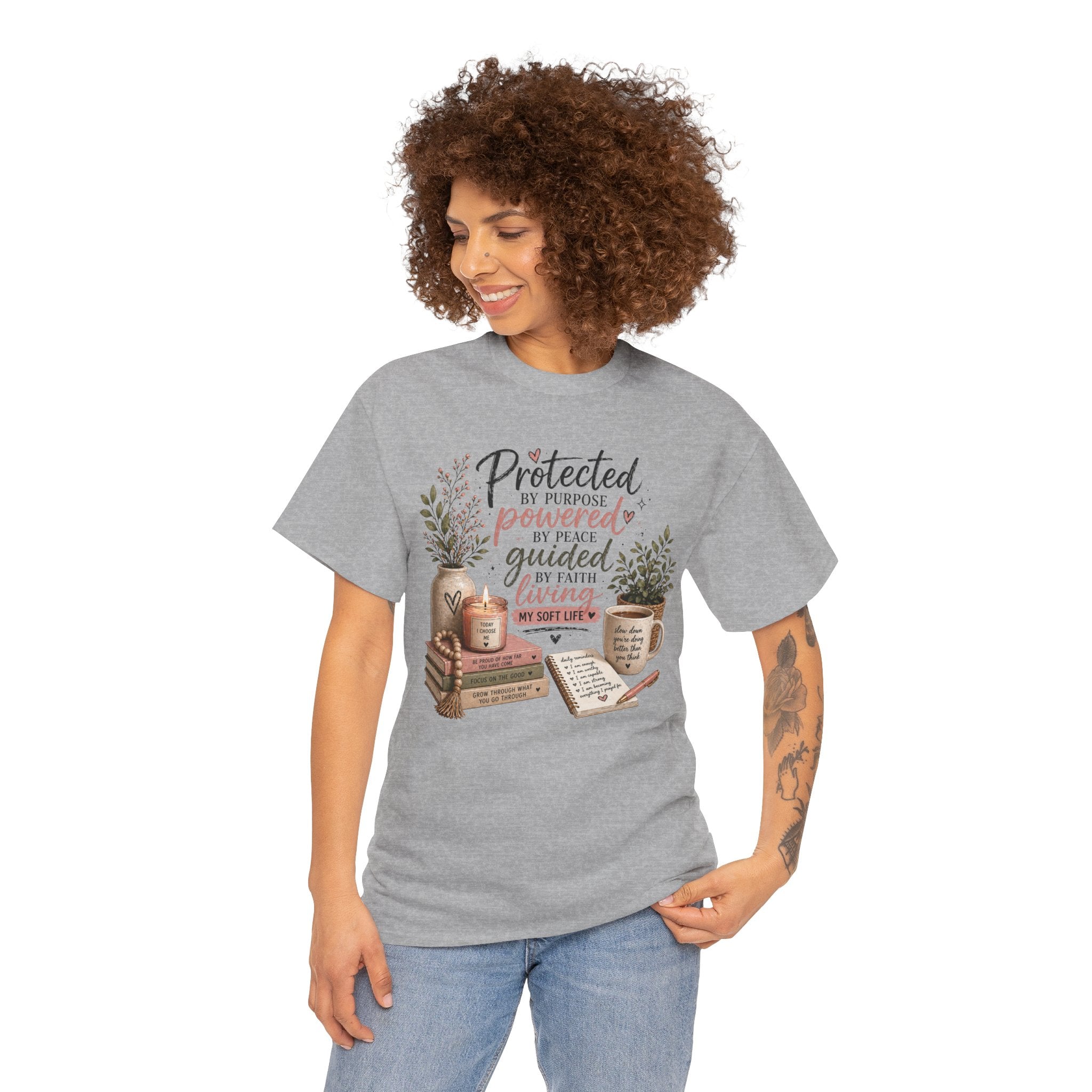 Christian Faith T-Shirt — “Protected, Powered, Guided” Inspirational Tee