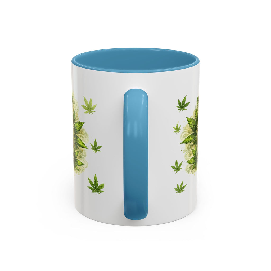 Cannabis 420 Accent Coffee Mug — Indica & Sativa Leaf Pattern (11/15oz)