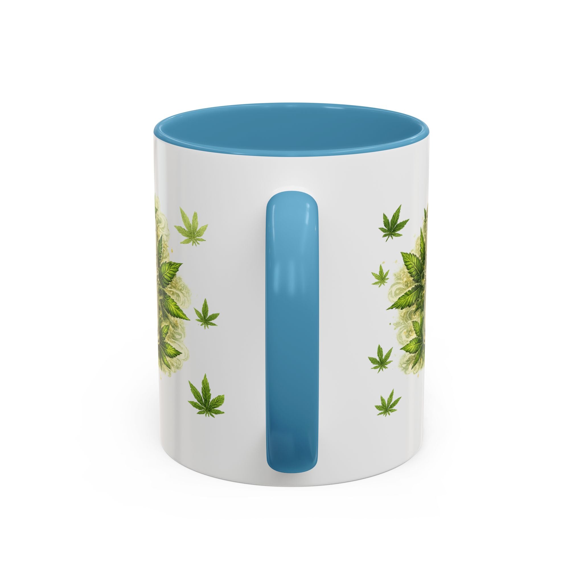 Cannabis 420 Accent Coffee Mug — Indica & Sativa Leaf Pattern (11/15oz)