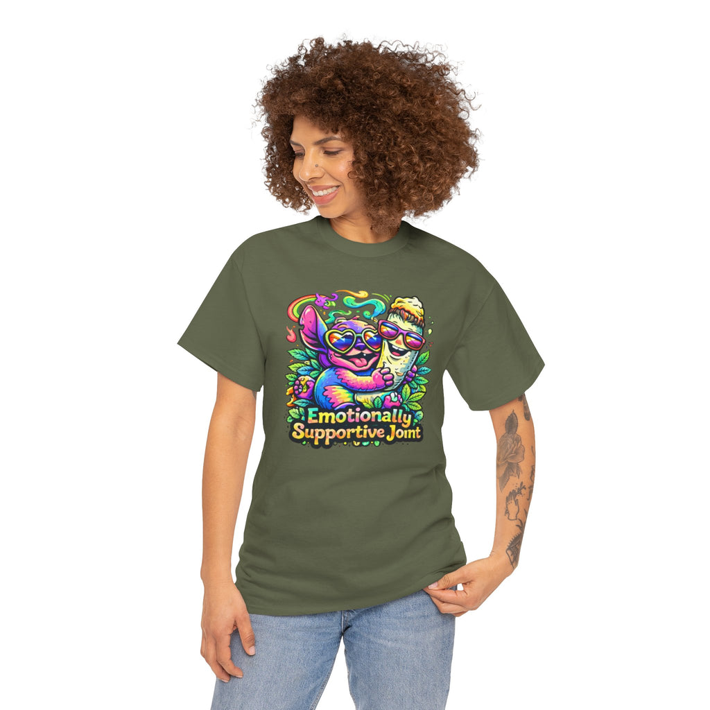 T-Shirt — "Emotionally Supportive Joint" Colorful Sloth & Ice Cream Graphic Tee