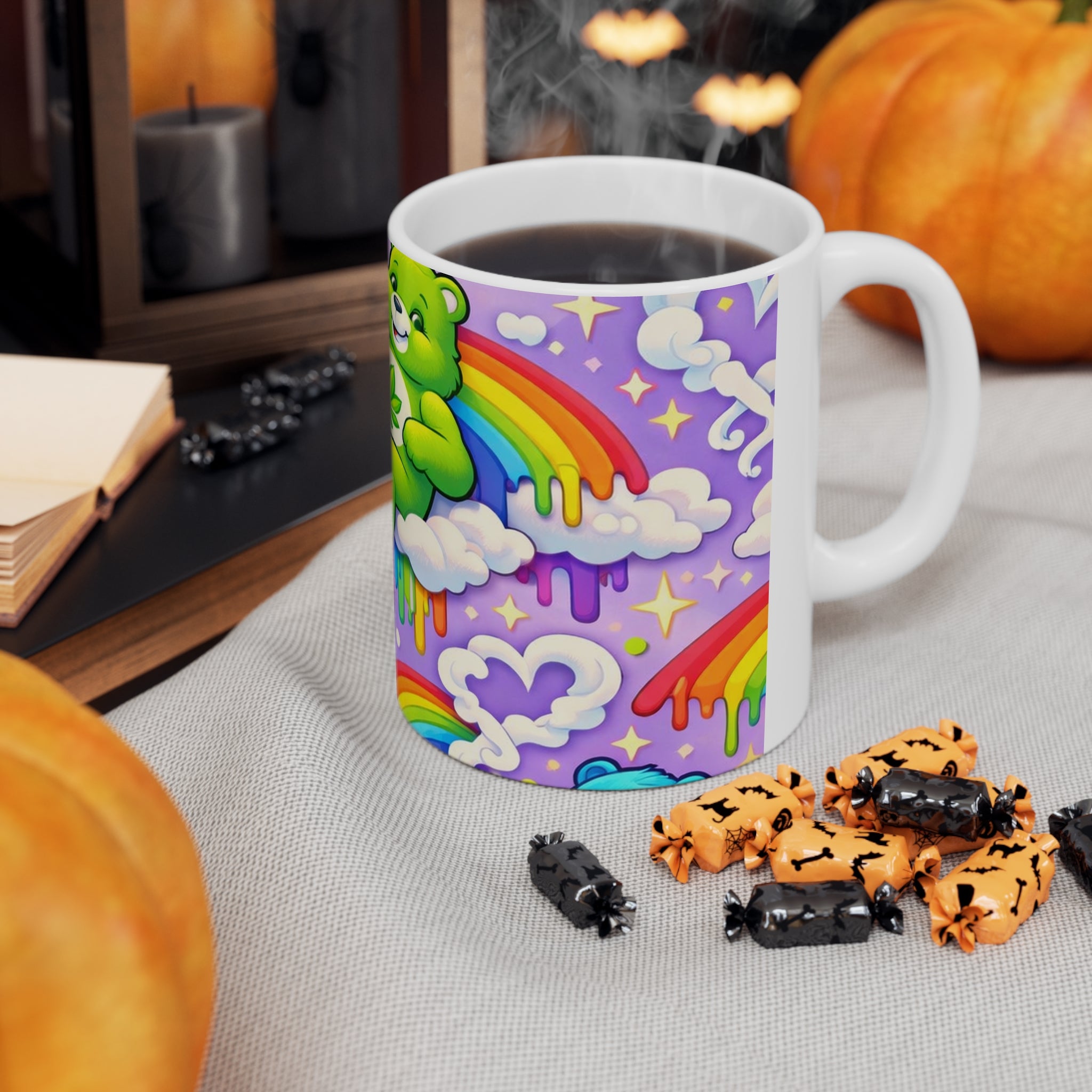 Cannabis Care Bears Ceramic Coffee Mug — Rainbow Stoner 11oz & 15oz