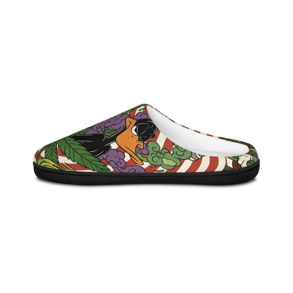 Women’s Indoor Slippers — Cartoon Weed Bunny Pattern