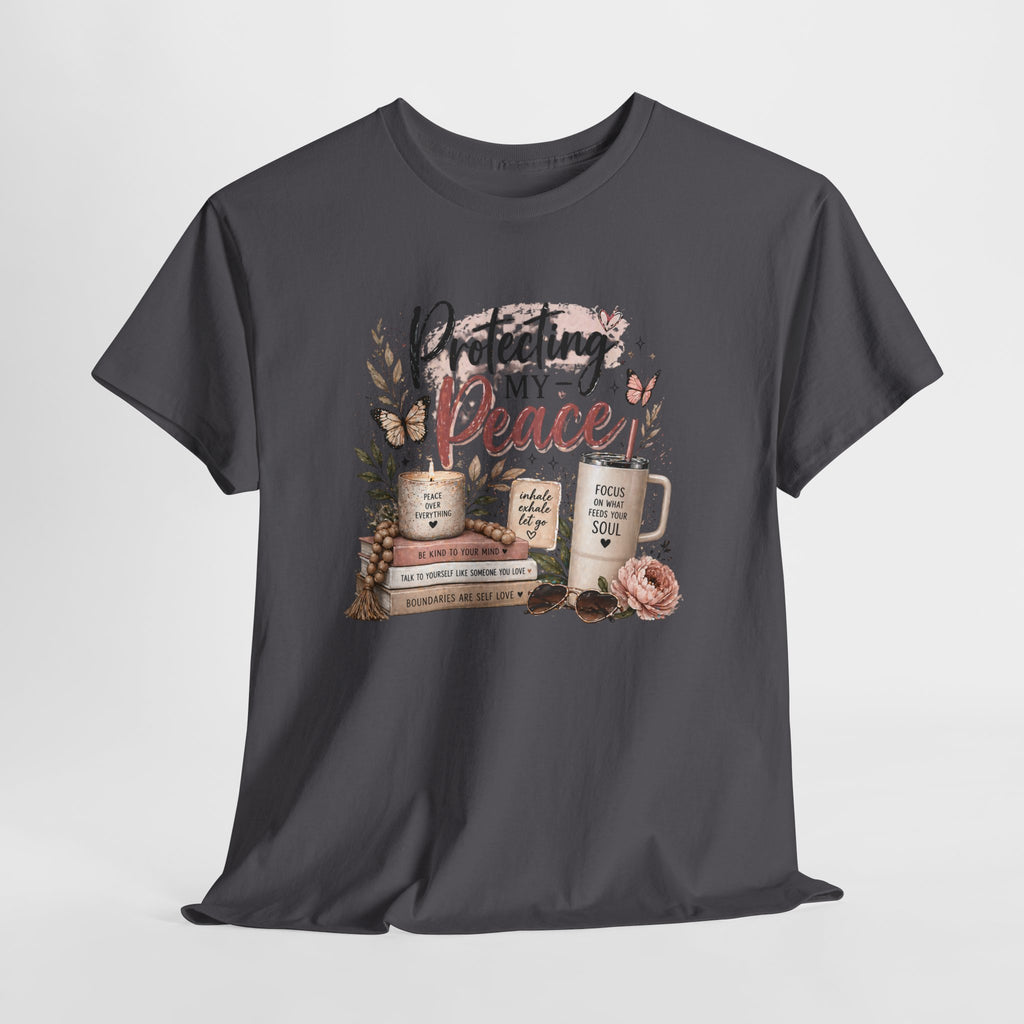Protecting My Peace T-Shirt — Cozy Floral Coffee & Book Graphic Tee