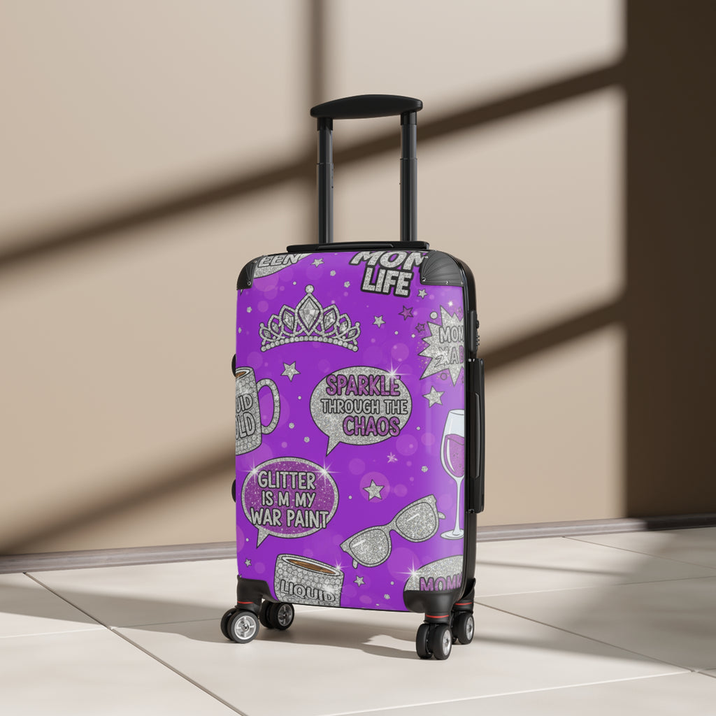 Purple Glitter Travel Suitcase – "Glitter Is My War Paint" Carry-On