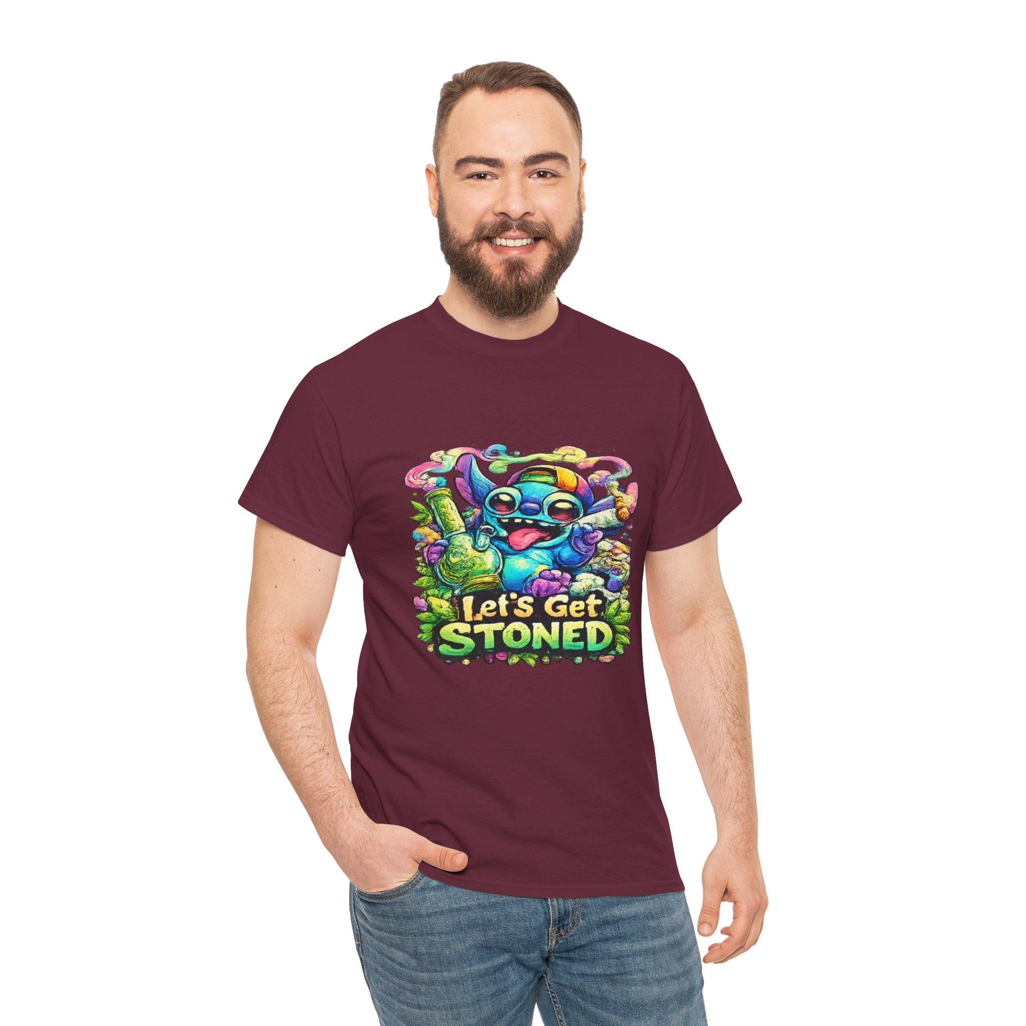 Let's Get Stoned T-Shirt — Colorful Trippy Alien Cannabis Tee