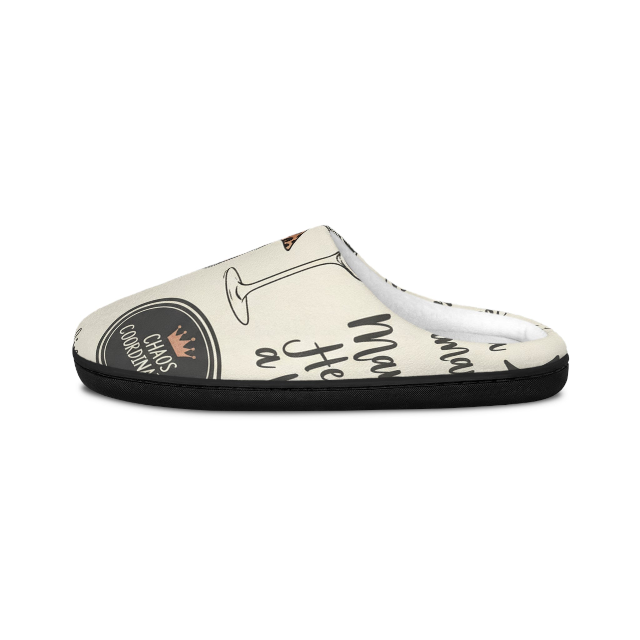 Women's Cozy 'Mom' Patterned Indoor Slippers – Leopard Bow & Wine Glass Design