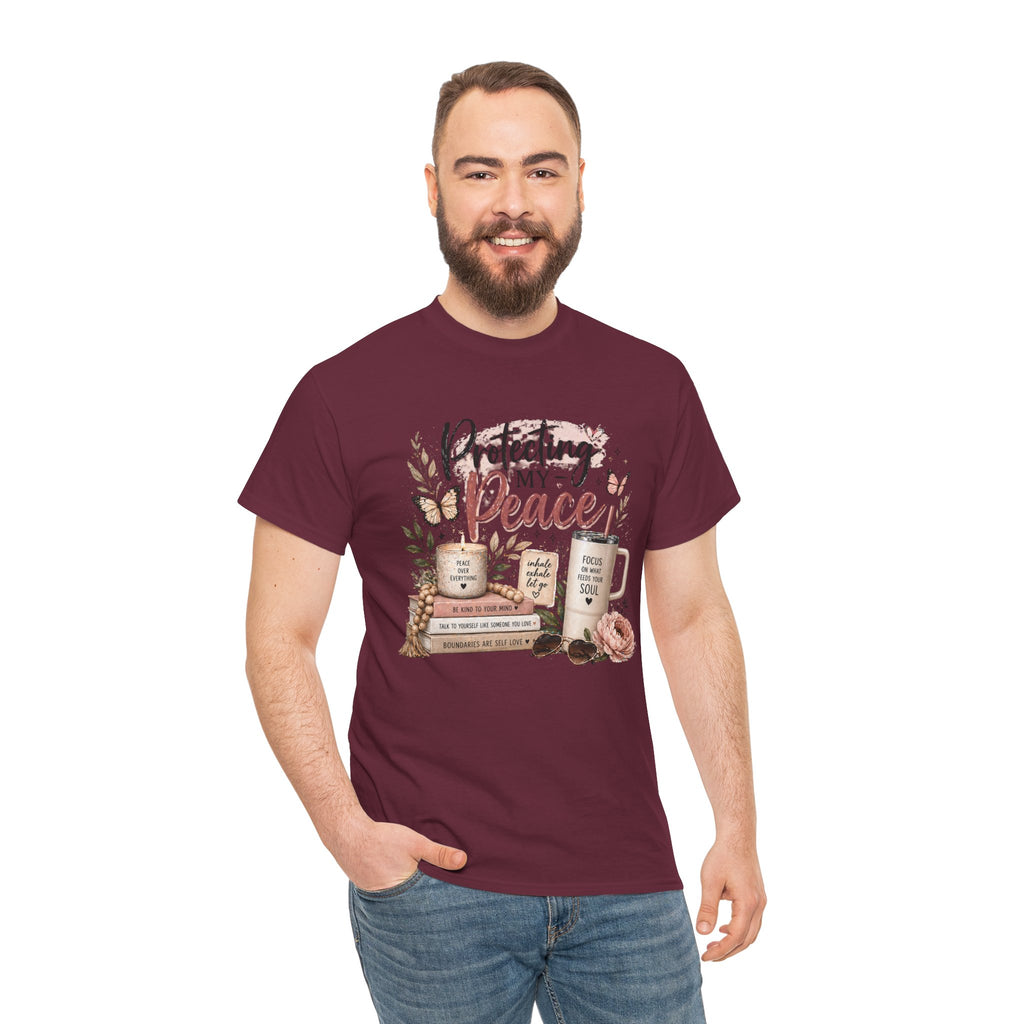 Protecting My Peace T-Shirt — Cozy Floral Coffee & Book Graphic Tee