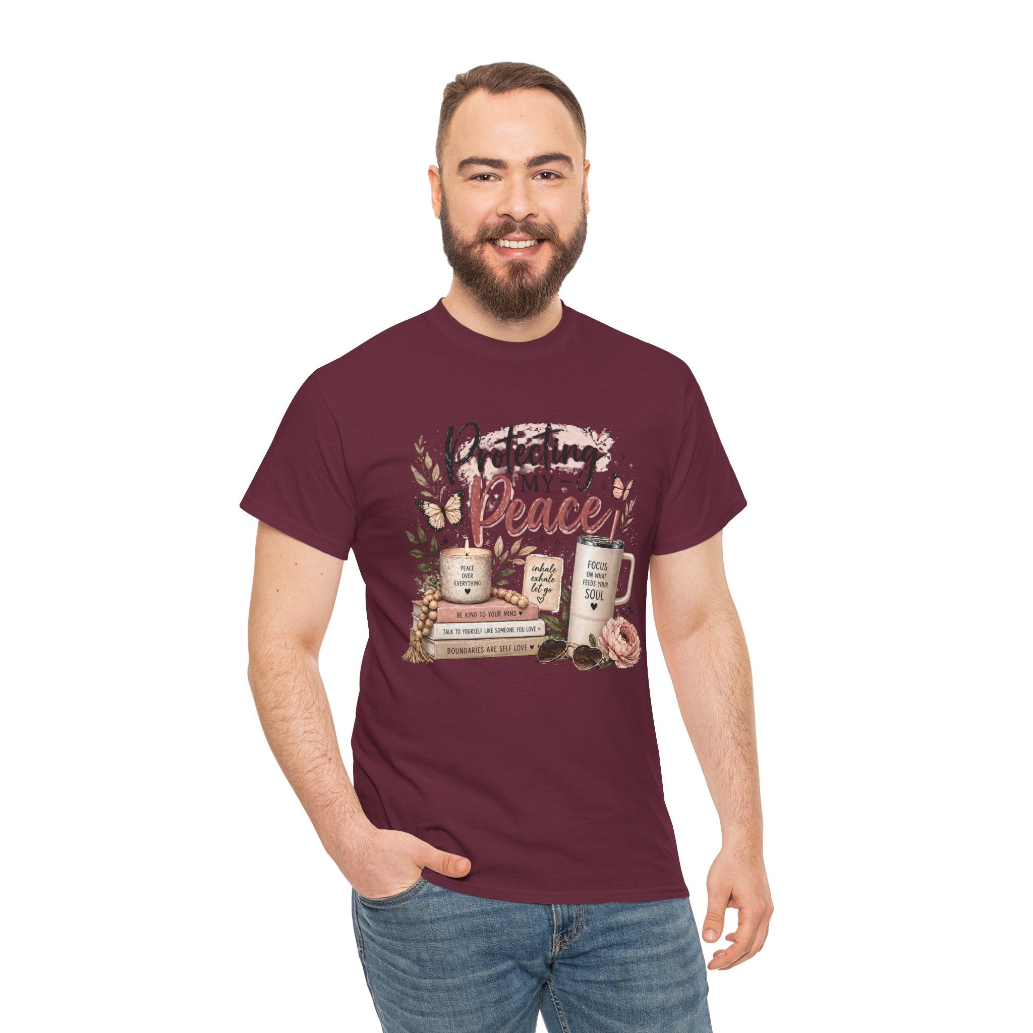 Protecting My Peace T-Shirt — Cozy Floral Coffee & Book Graphic Tee