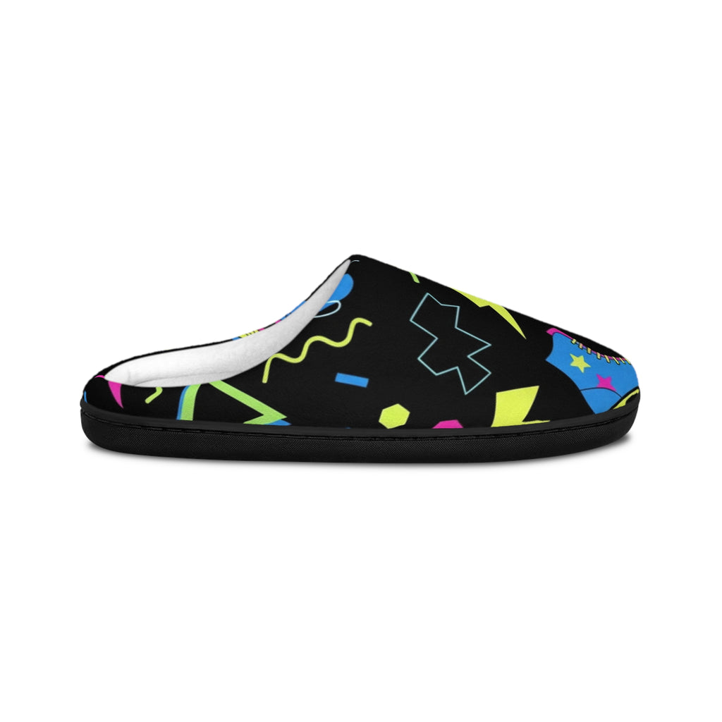 Neon 80s Retro Pattern Indoor Slippers