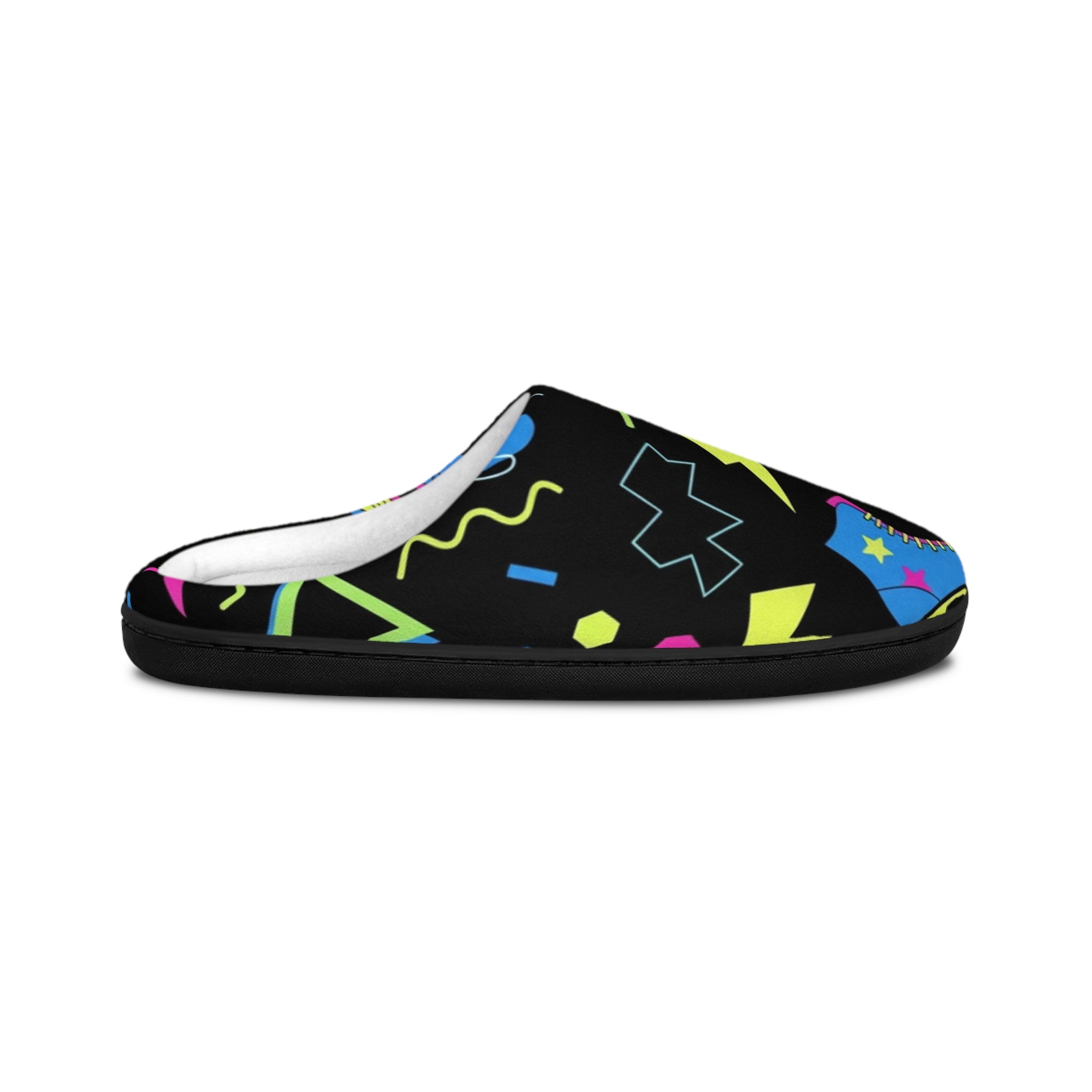 Neon 80s Retro Pattern Indoor Slippers