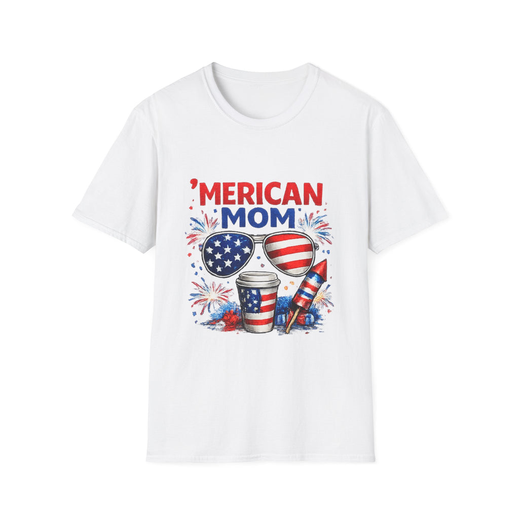 'Merican Mom T-Shirt — Patriotic 4th of July Graphic Tee for Moms